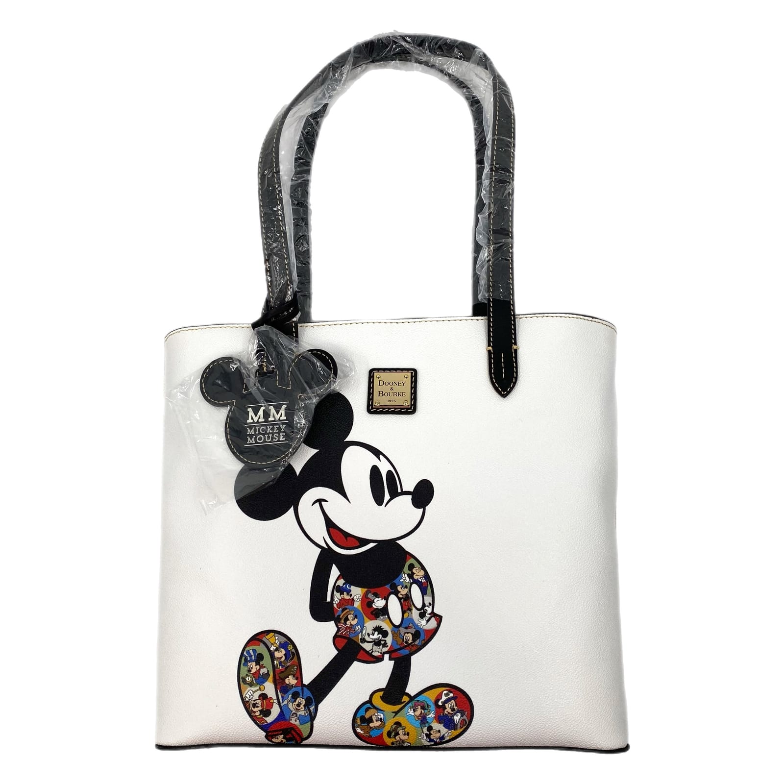 Dooney & Bourke White Black Leather Mickey Mouse Tote