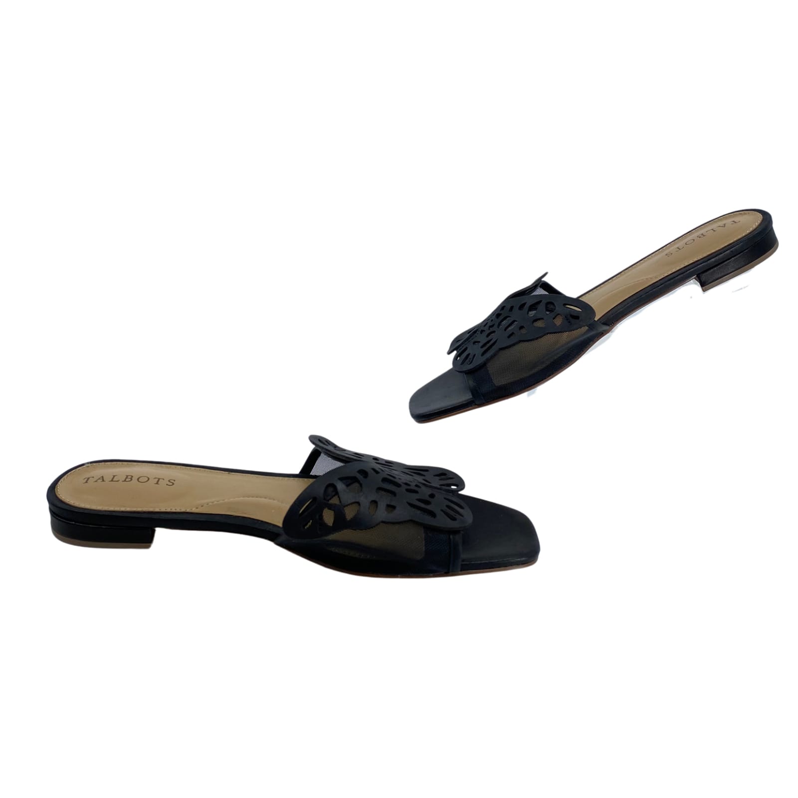 Talbots Black Leather Square Toe Sandals