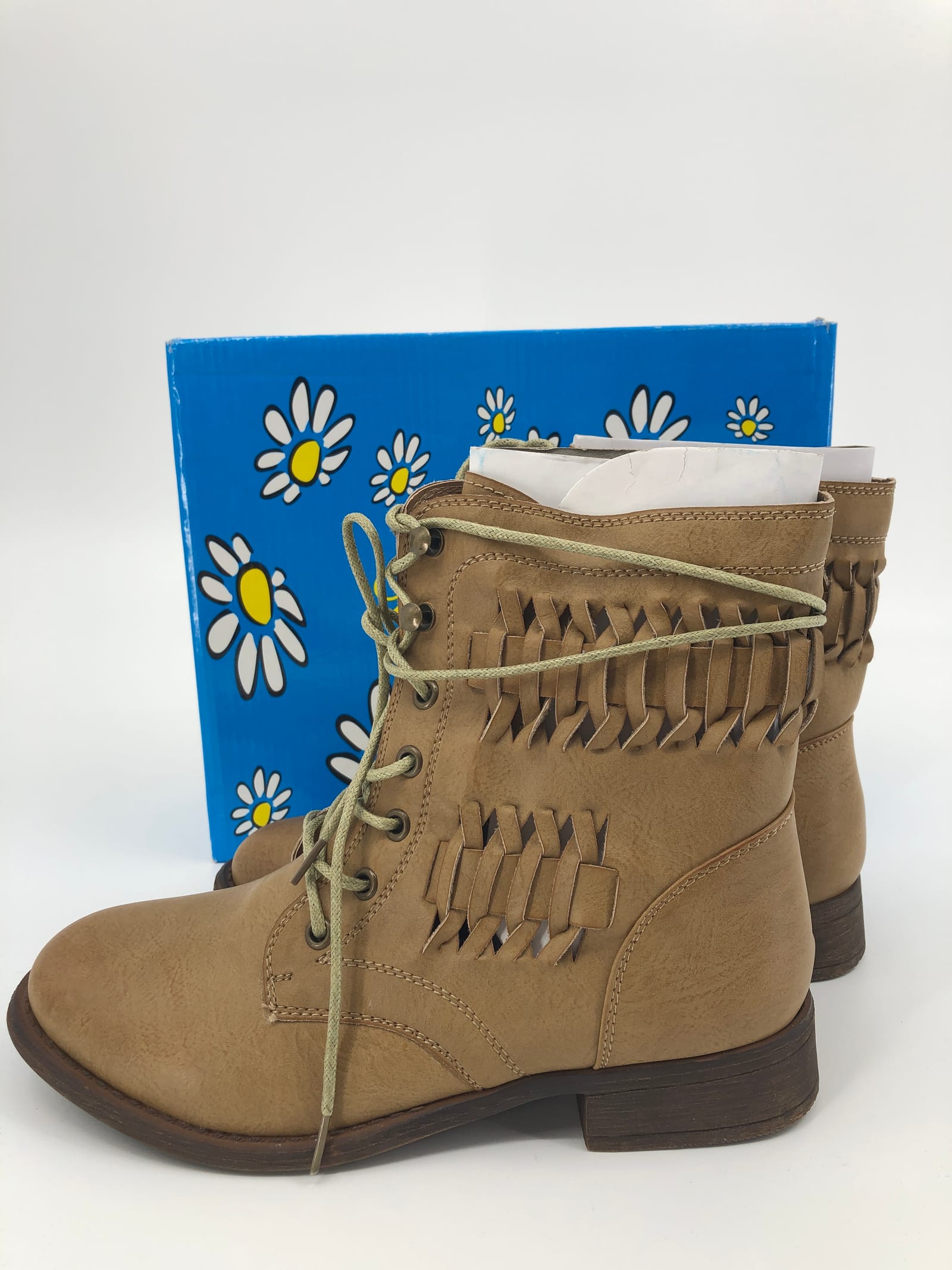De Blossom Collection Brown Leather Lace Up Boots