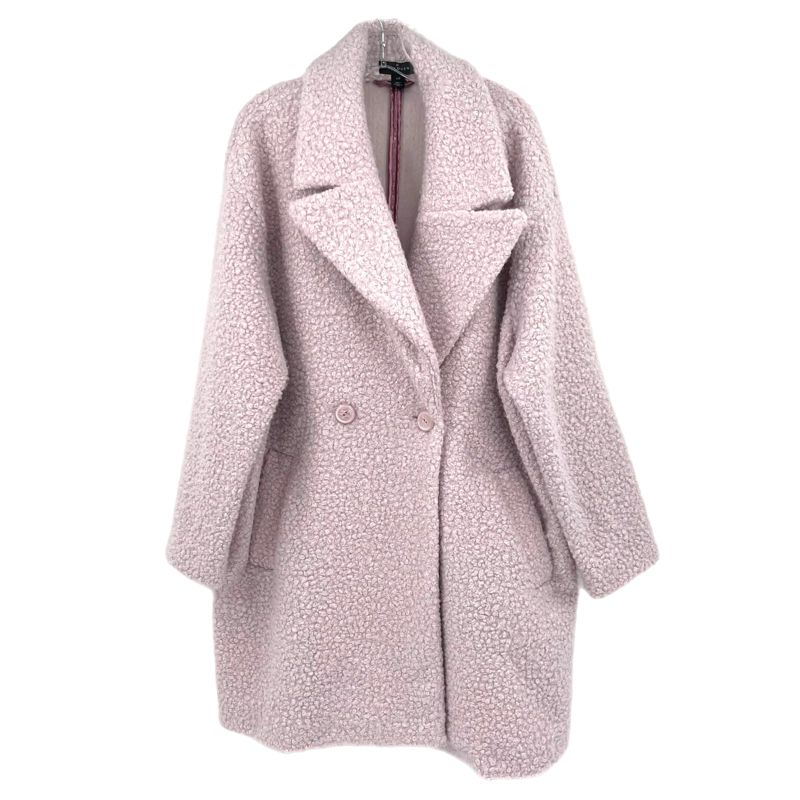 Halogen Purple Mid-Length Pea Coat Teddy Jacket