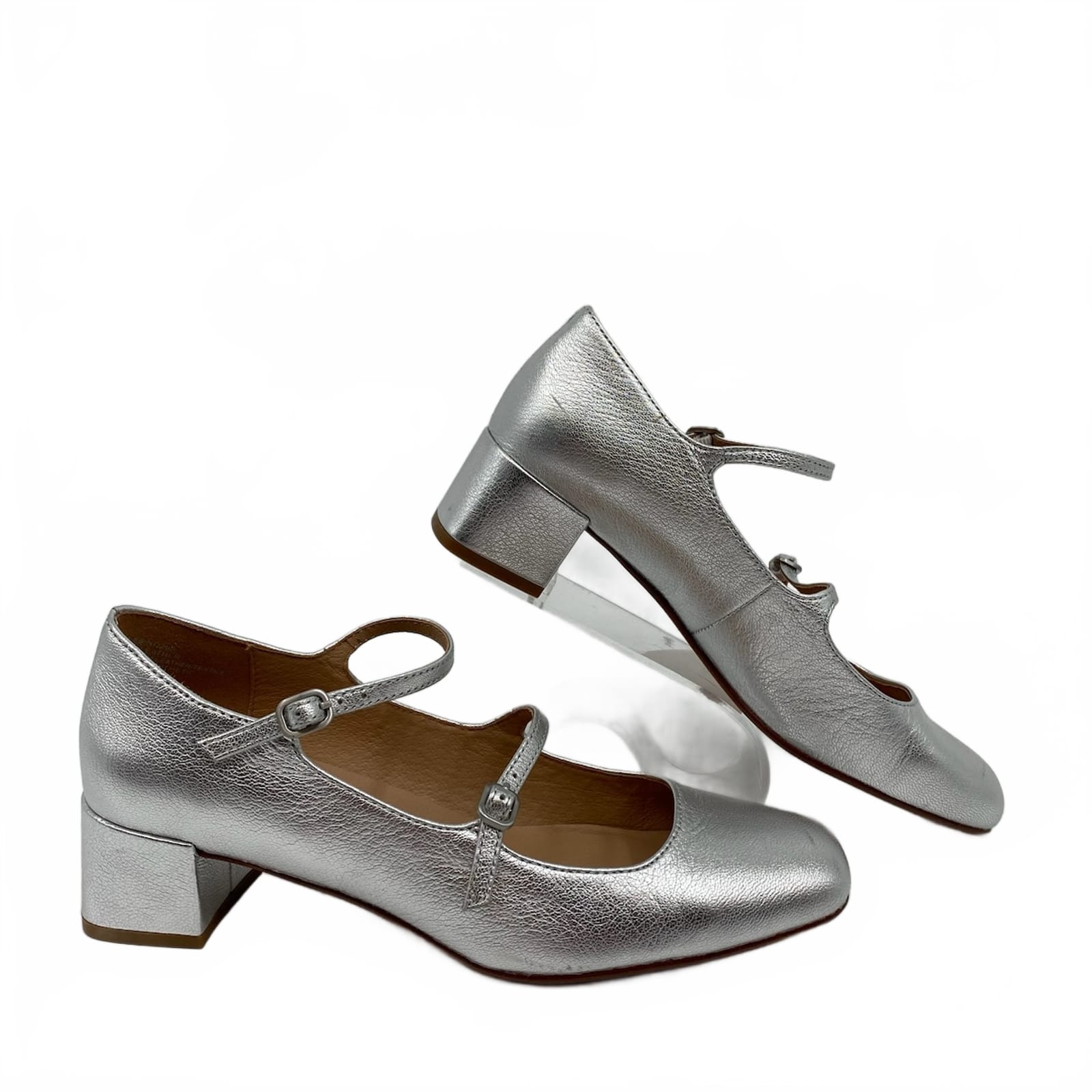 Madewell Silver Leather Heel Shoes