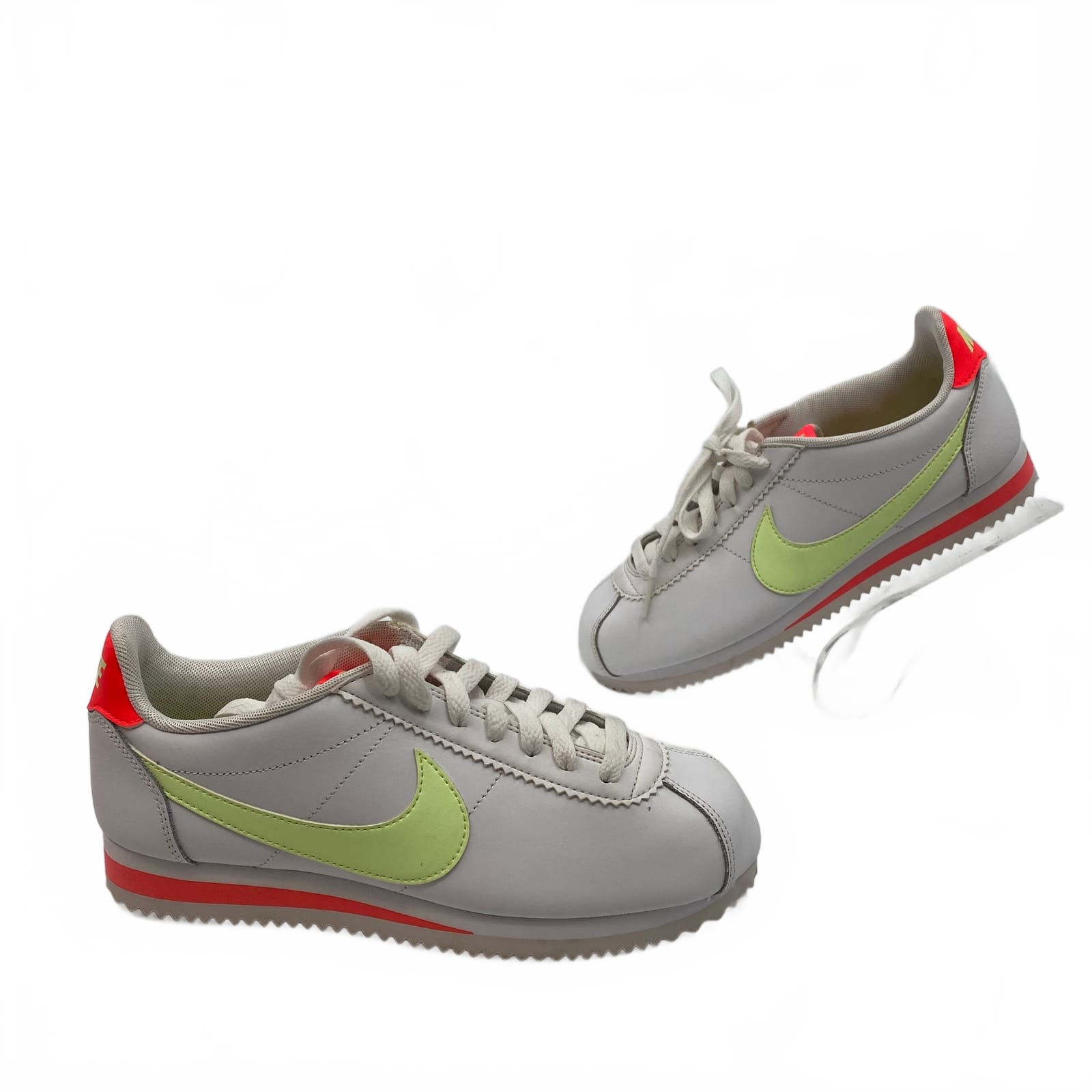 Nike White Green Cortez Volt Flash Sneakers