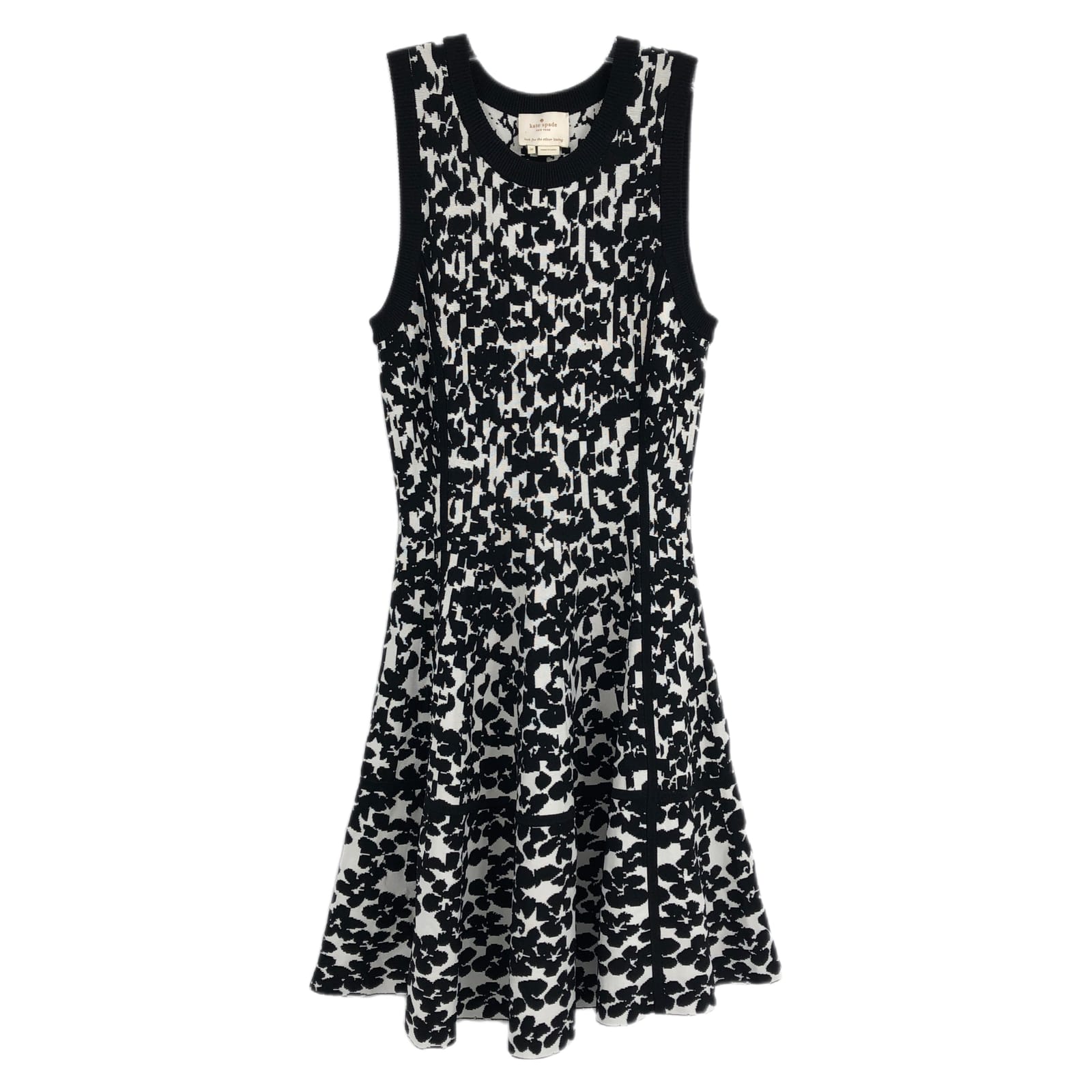Kate Spade Black White Abstract Print Midi Dress