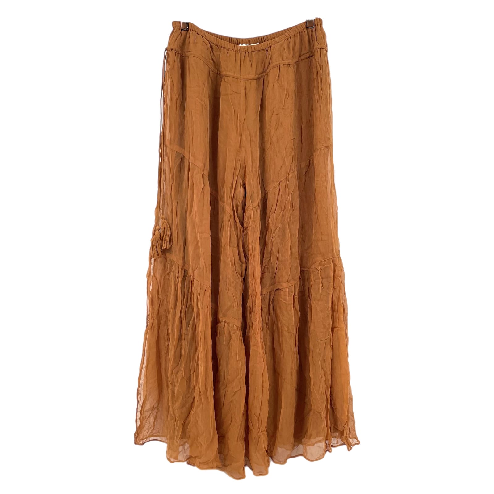 Elevenses Orange Wide-Leg Pants with Tasseled Accents