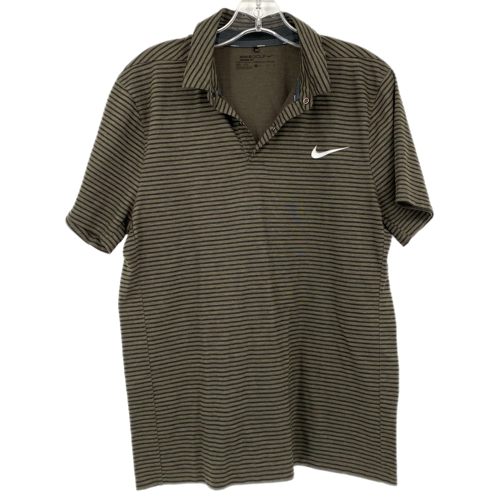 Nike Green Striped Short Sleeve Golf Polo Shirt