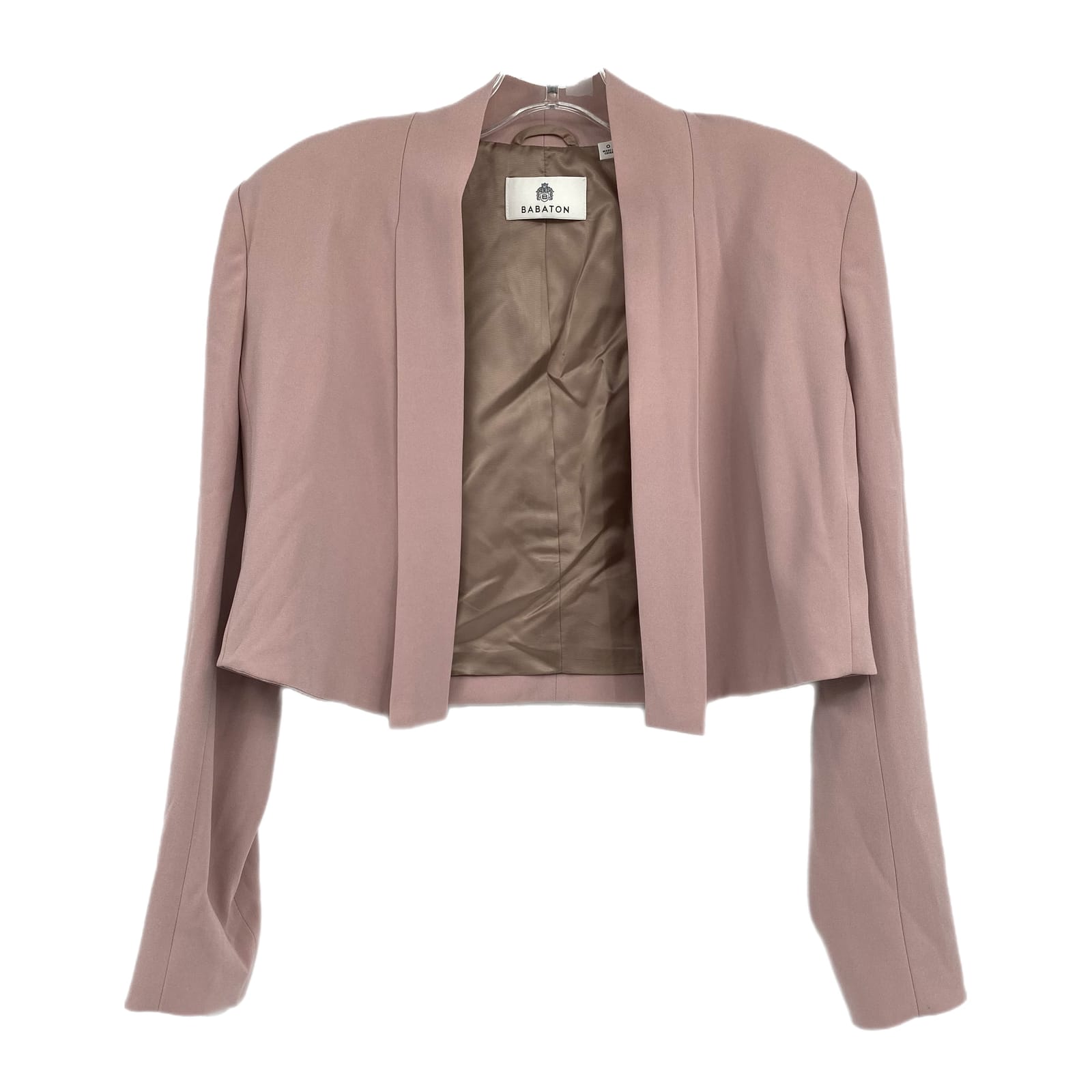 Babaton Pink Cropped Padded Shoulder Blazer