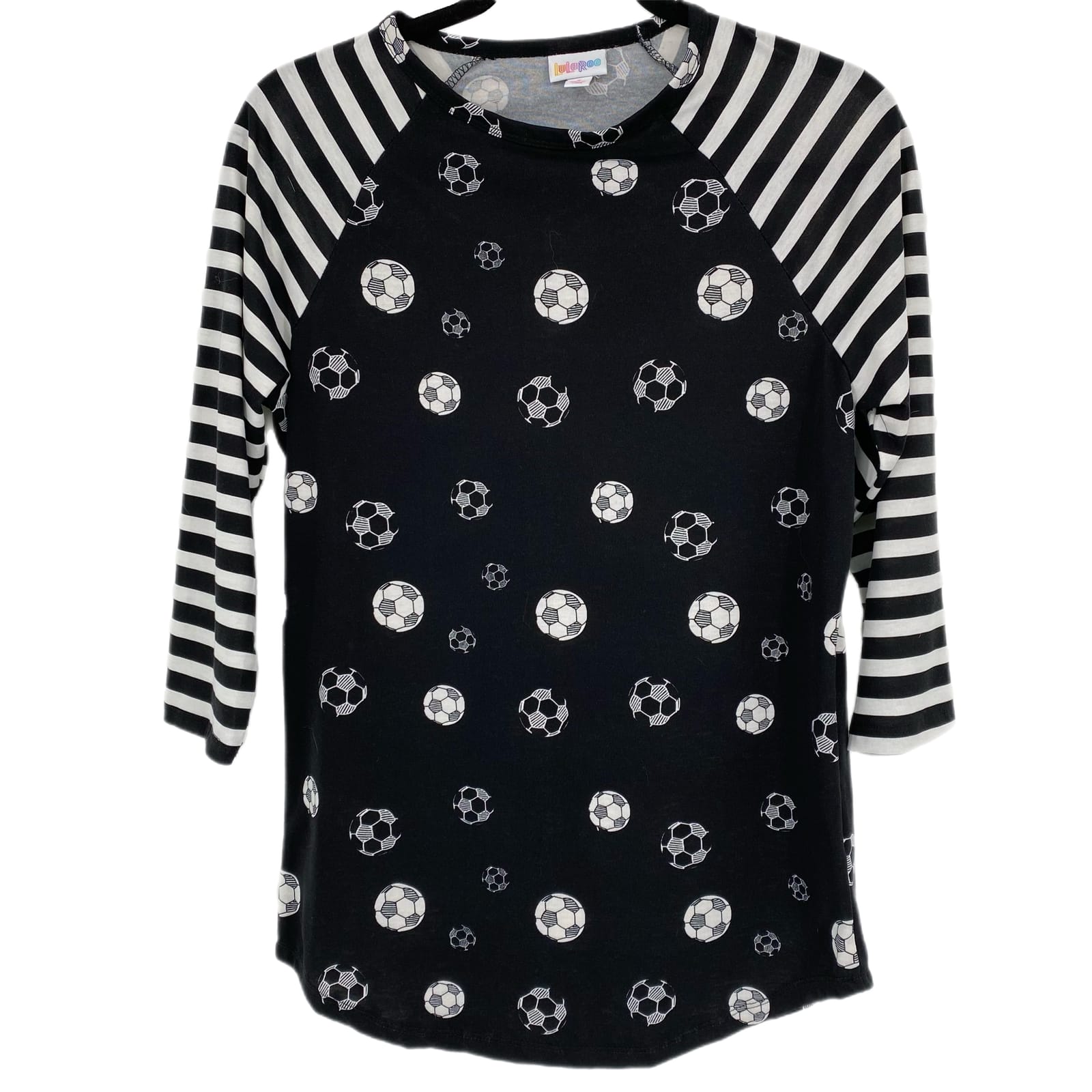 LuLaRoe Blue & White Soccer Ball T-Shirt