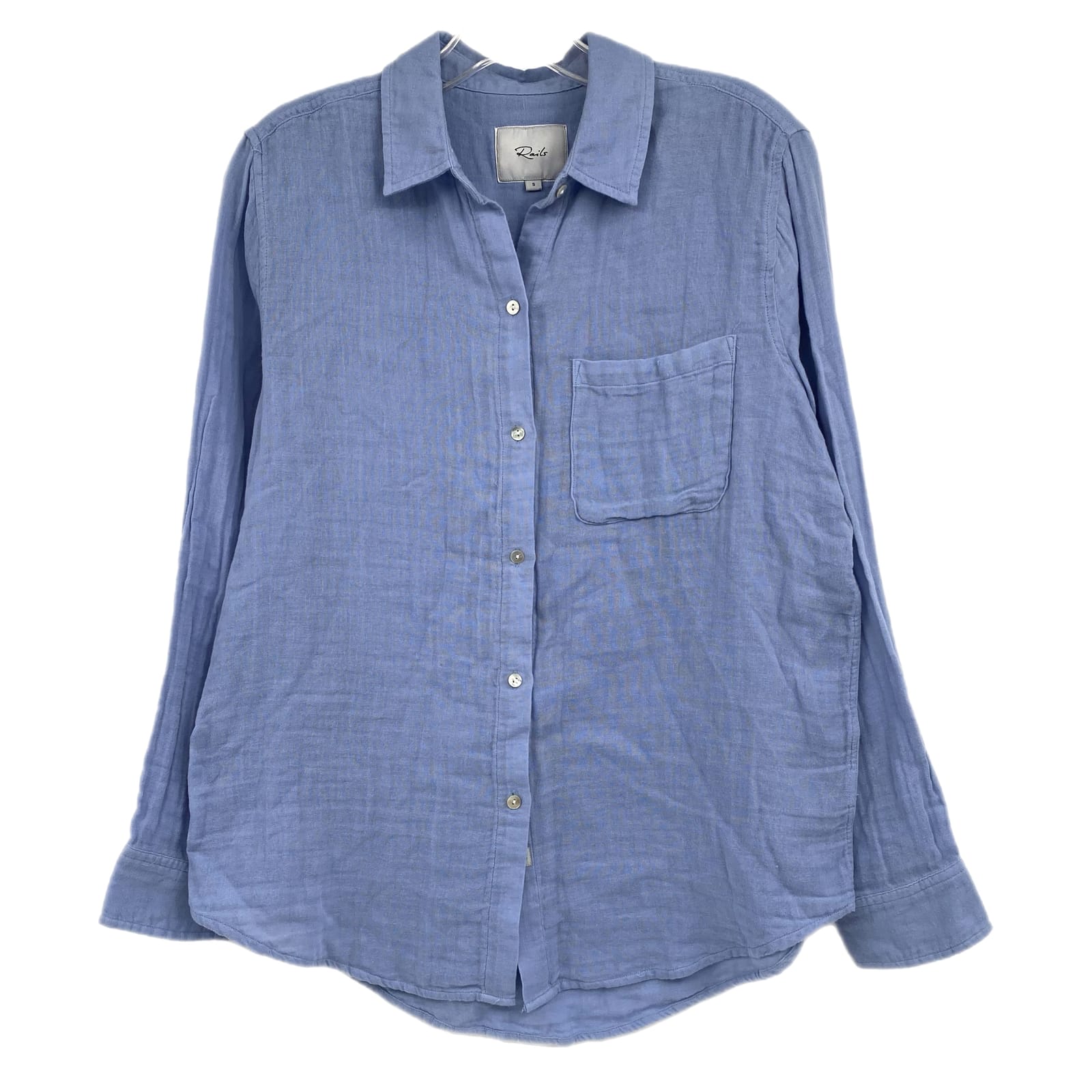 Rails Blue Cotton Long Sleeve Button-Up Shirt