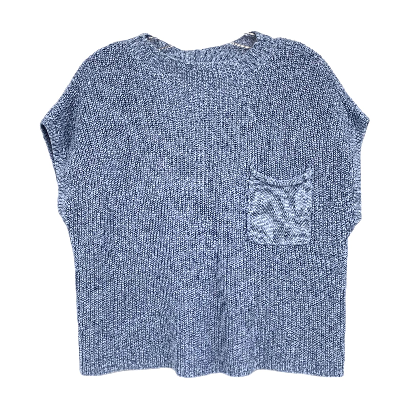 Free People Blue Short Sleeve Knit Sweater