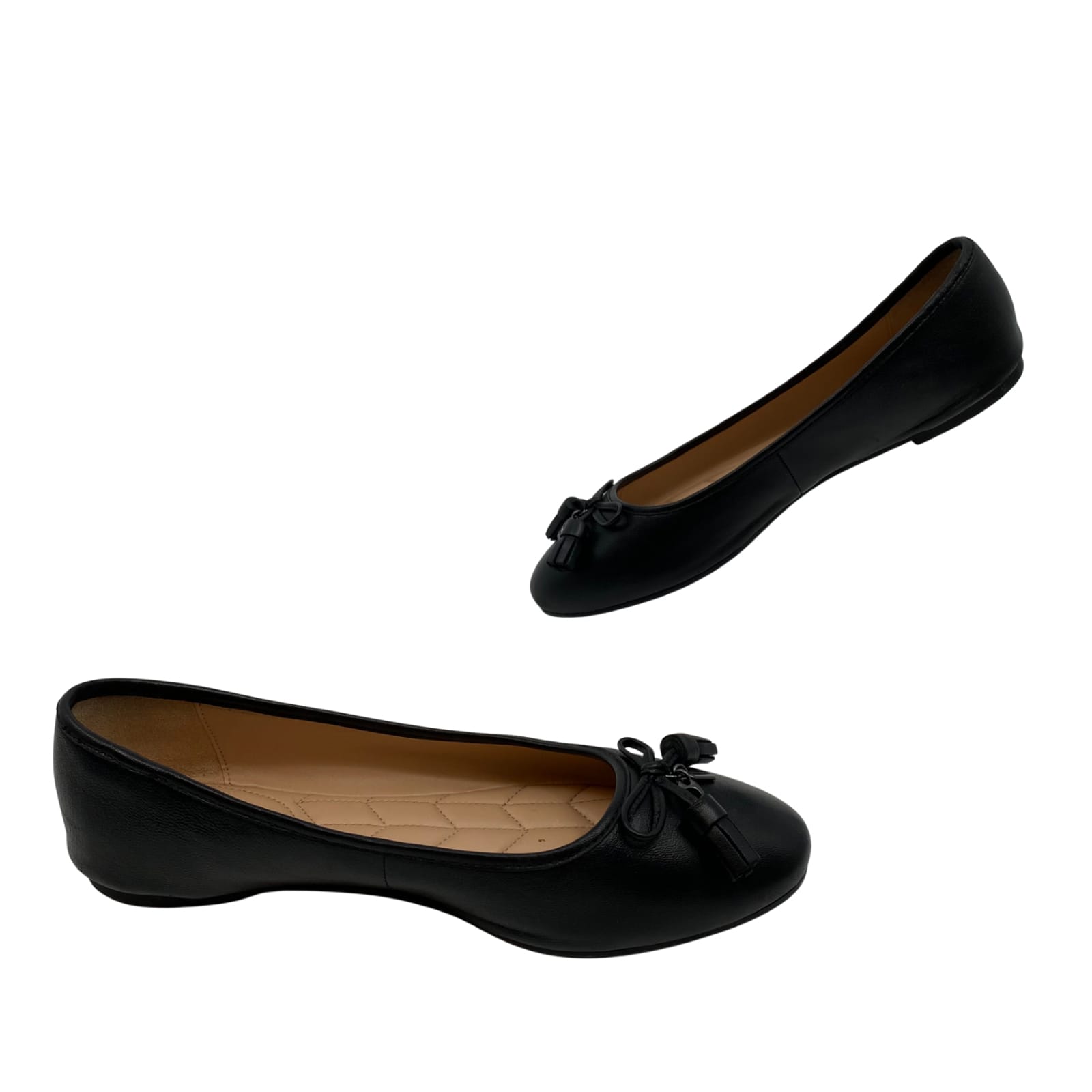 Coach Black Leather Round Toe Flats