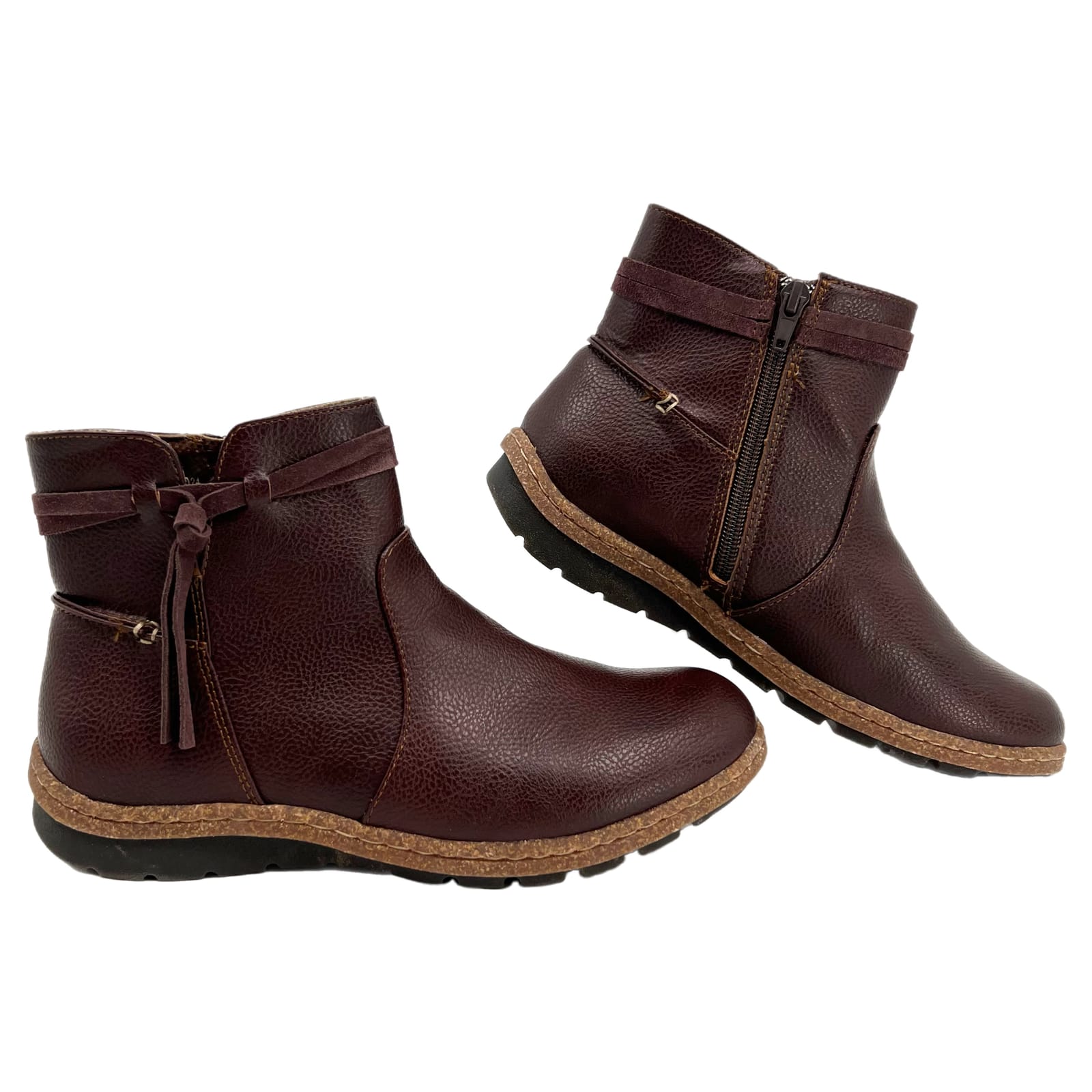 BOC Brown Leather Zip Ankle Boots