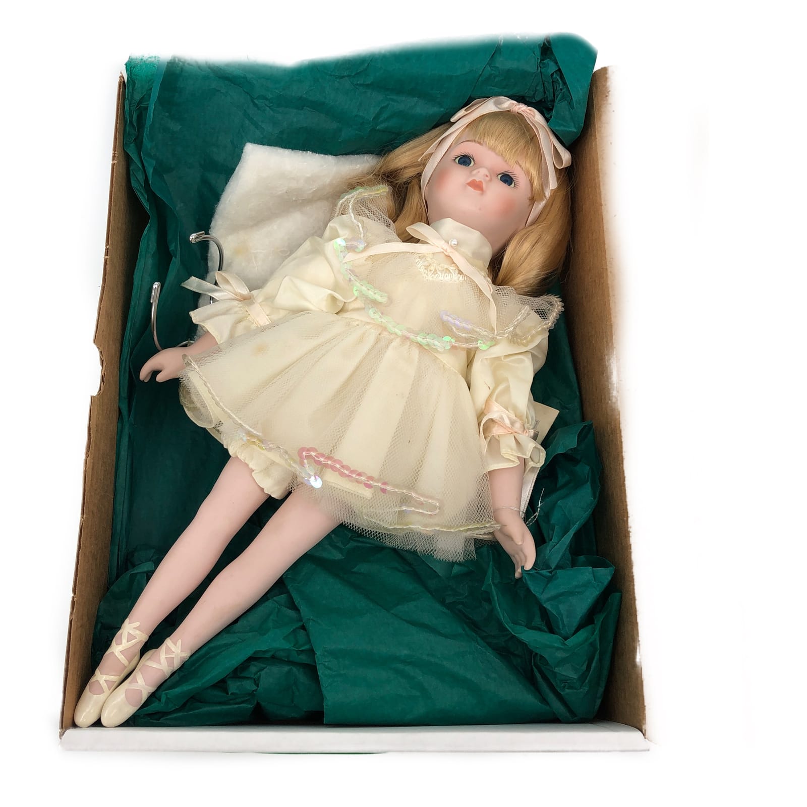 Classic Yellow & White Girl Doll with Blonde Hair