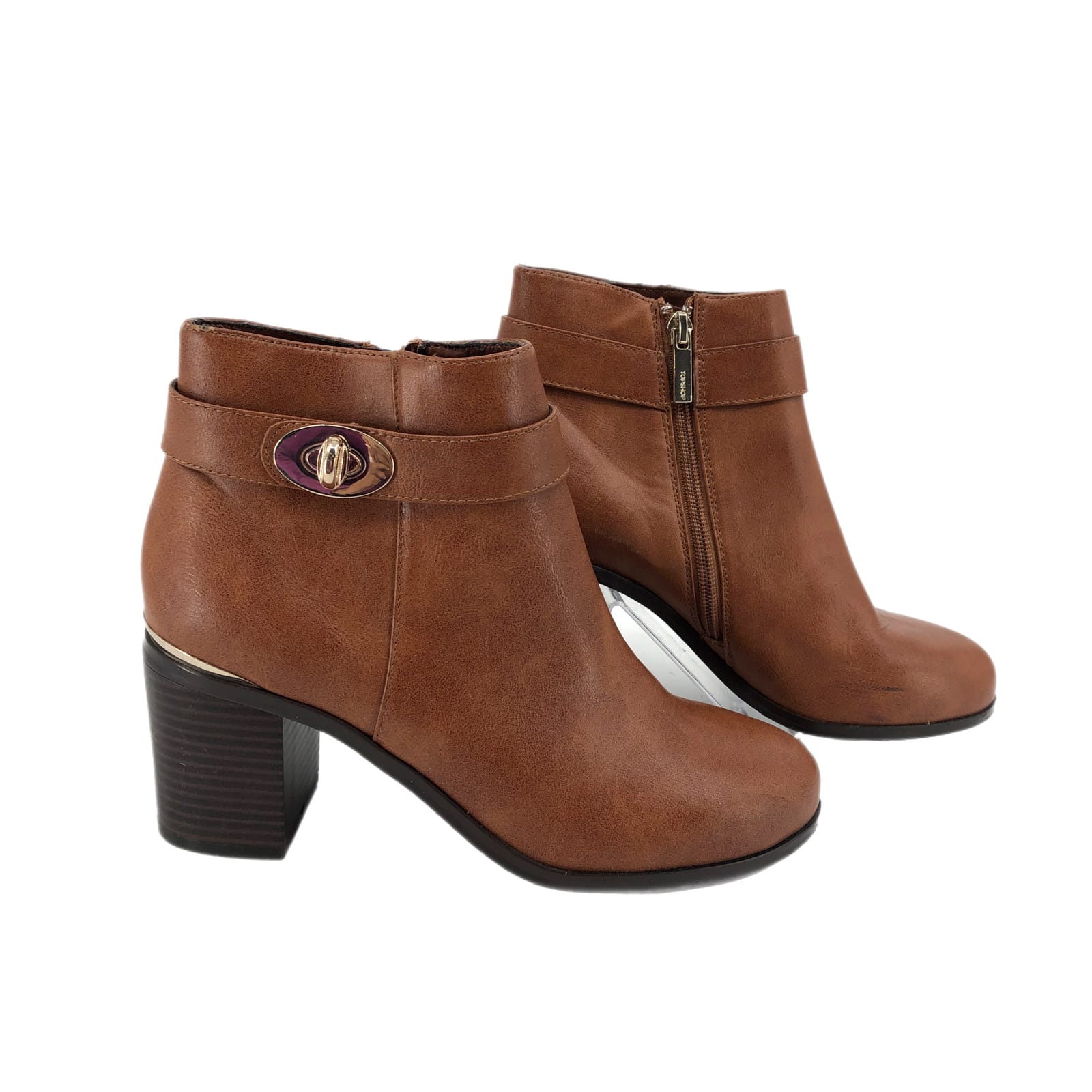Topshop Brown Leather Ankle Boots & Booties