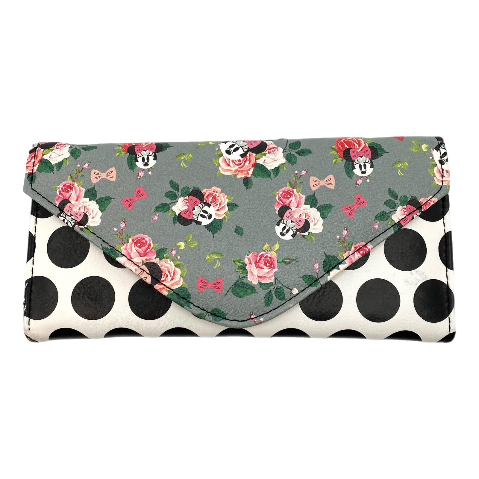Disney Green Floral and Polka Dot Minnie Mouse Trifold Wallet