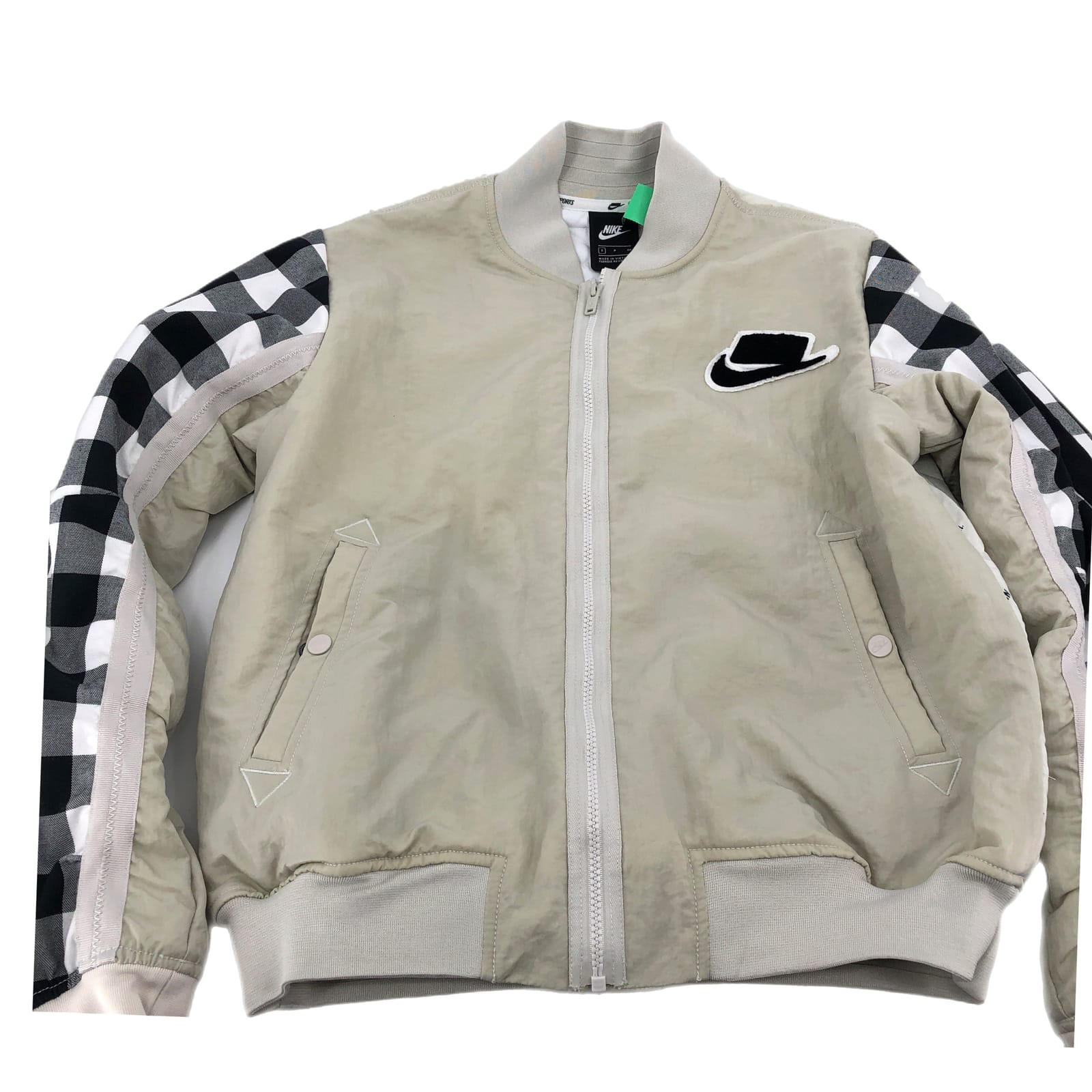 Nike Beige & Black Zip-Closure Puffer Jacket