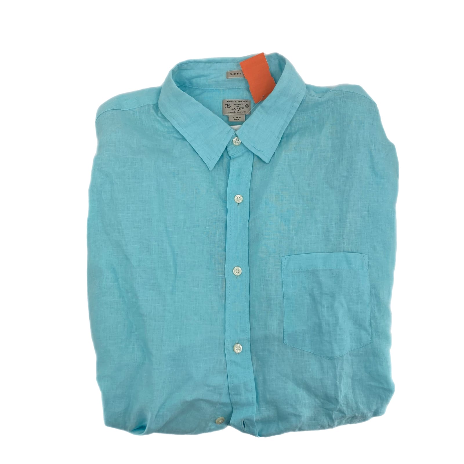 Men's Blue Slim Fit Canvas Button-Up Shirt