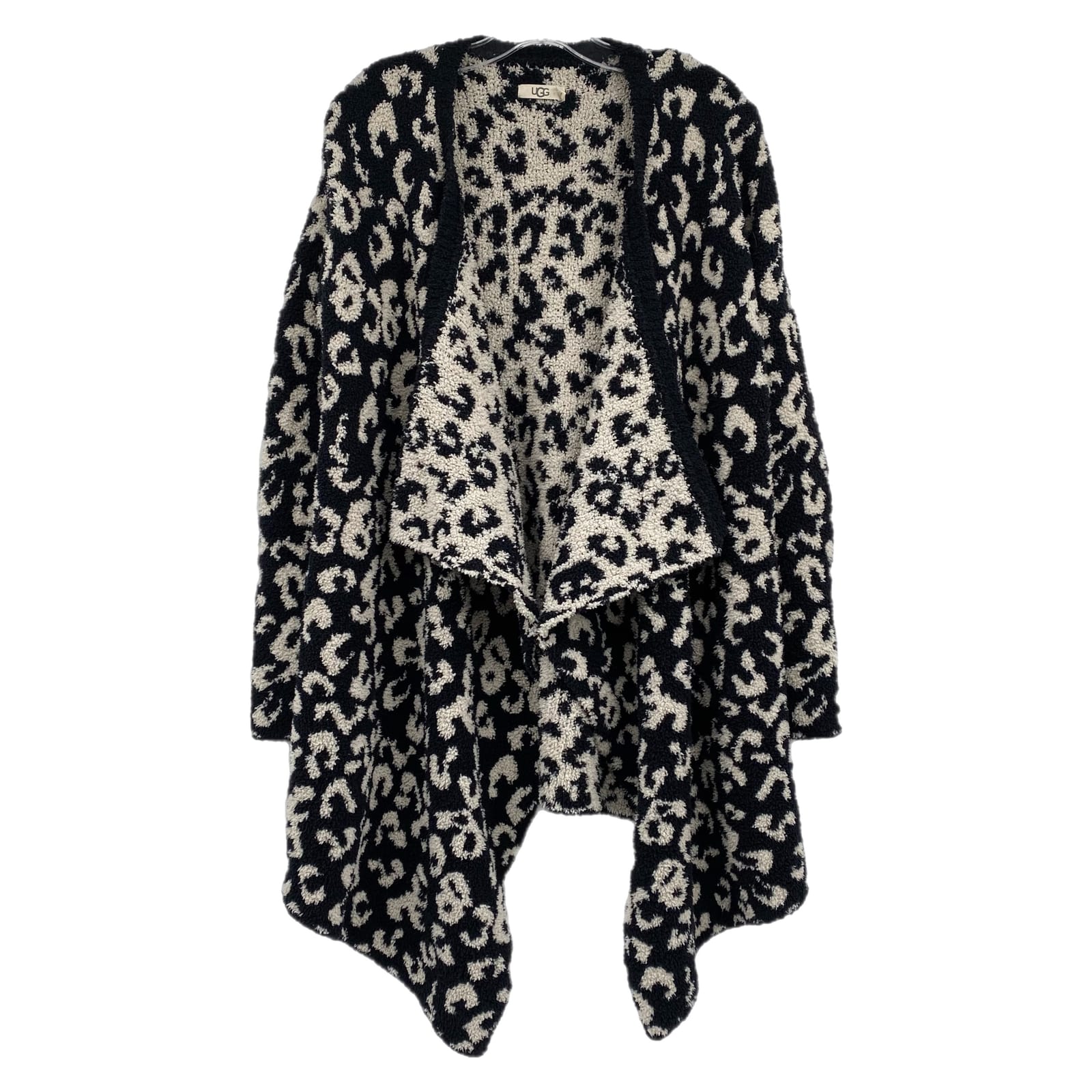 UGG Black Cream Leopard Print Fuzzy Cardigan