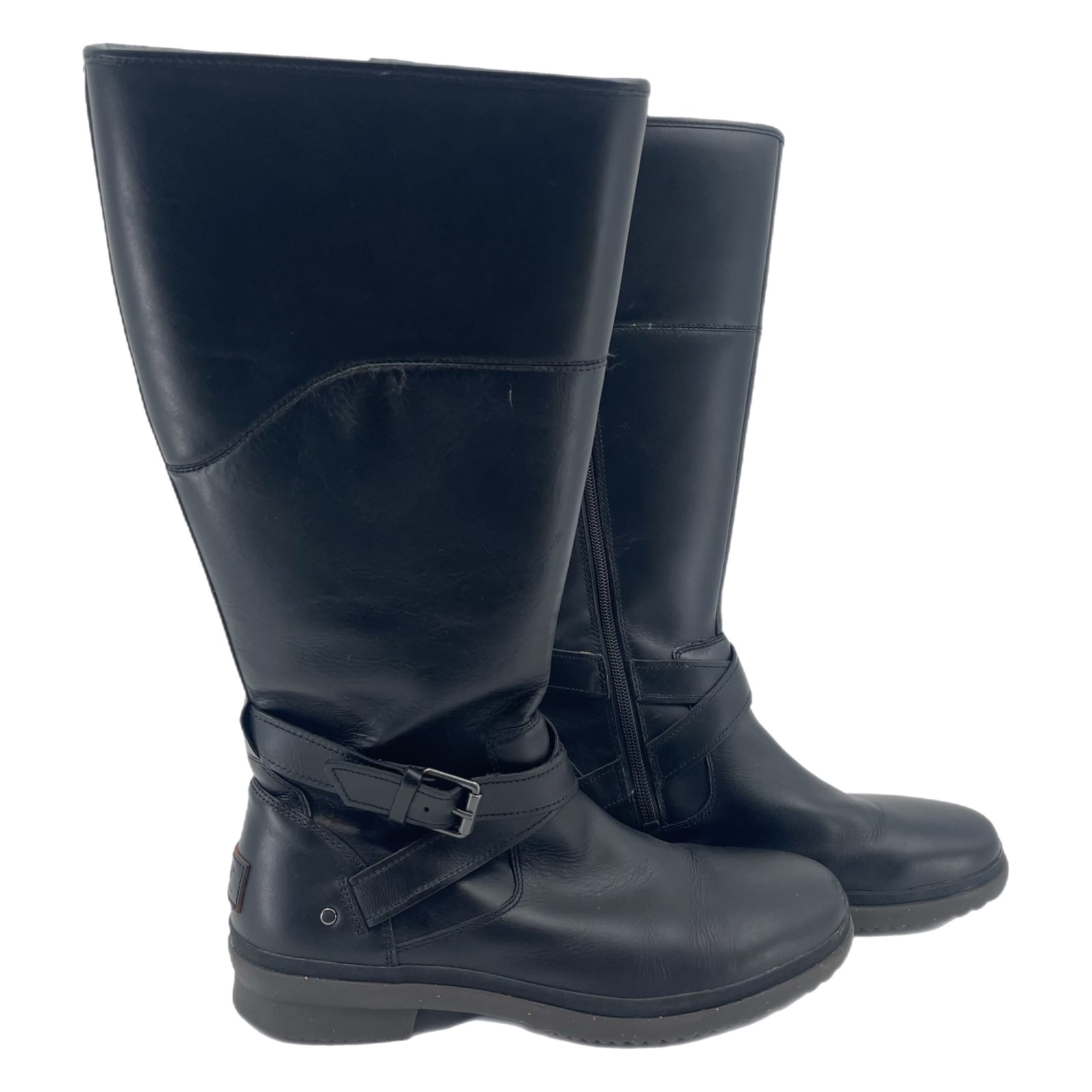 UGG Black Leather Heeled Boots