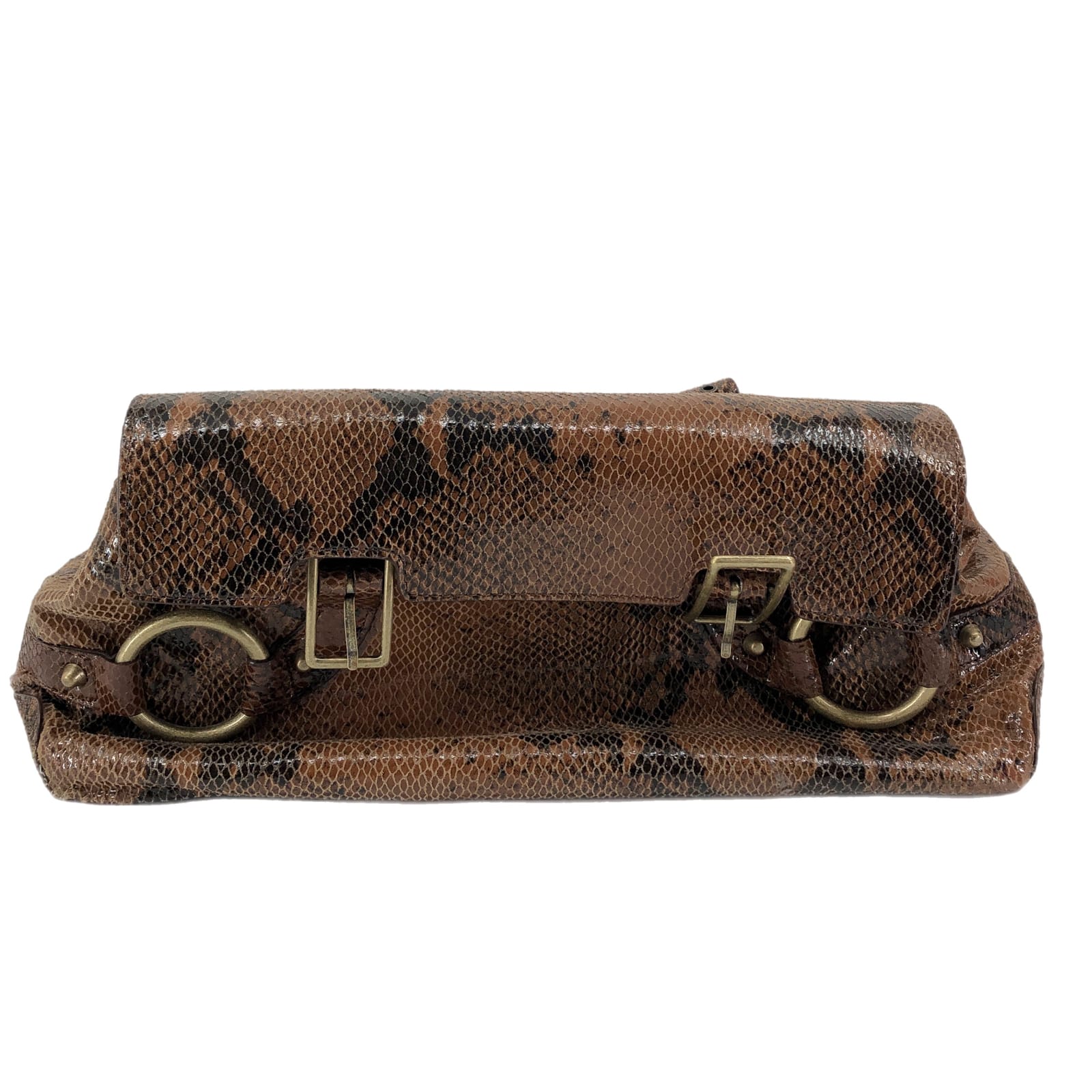 Elegant Brown & Black Animal Print Leather Shoulder Bag