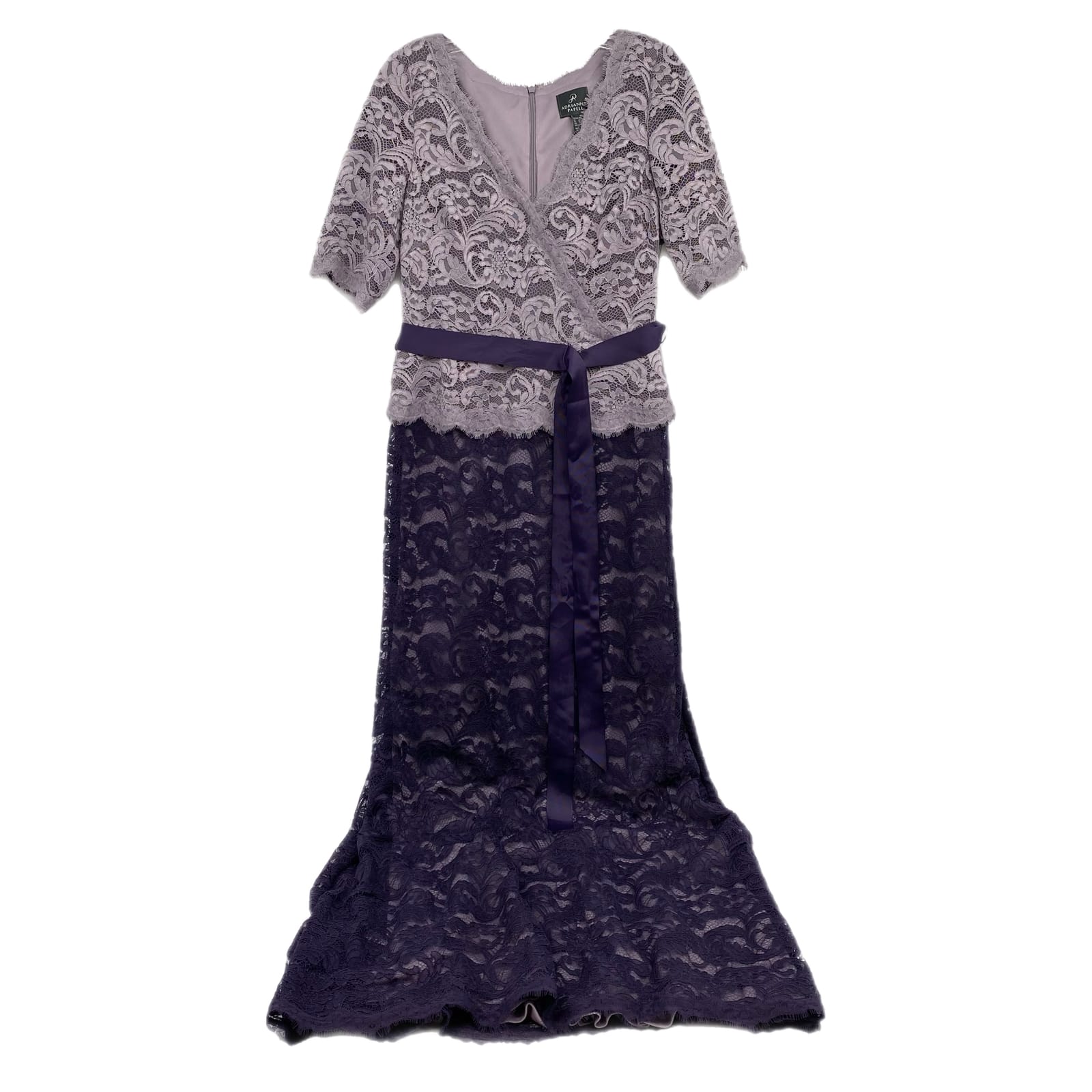 Adrianna Papell Purple Lace Maxi Dress