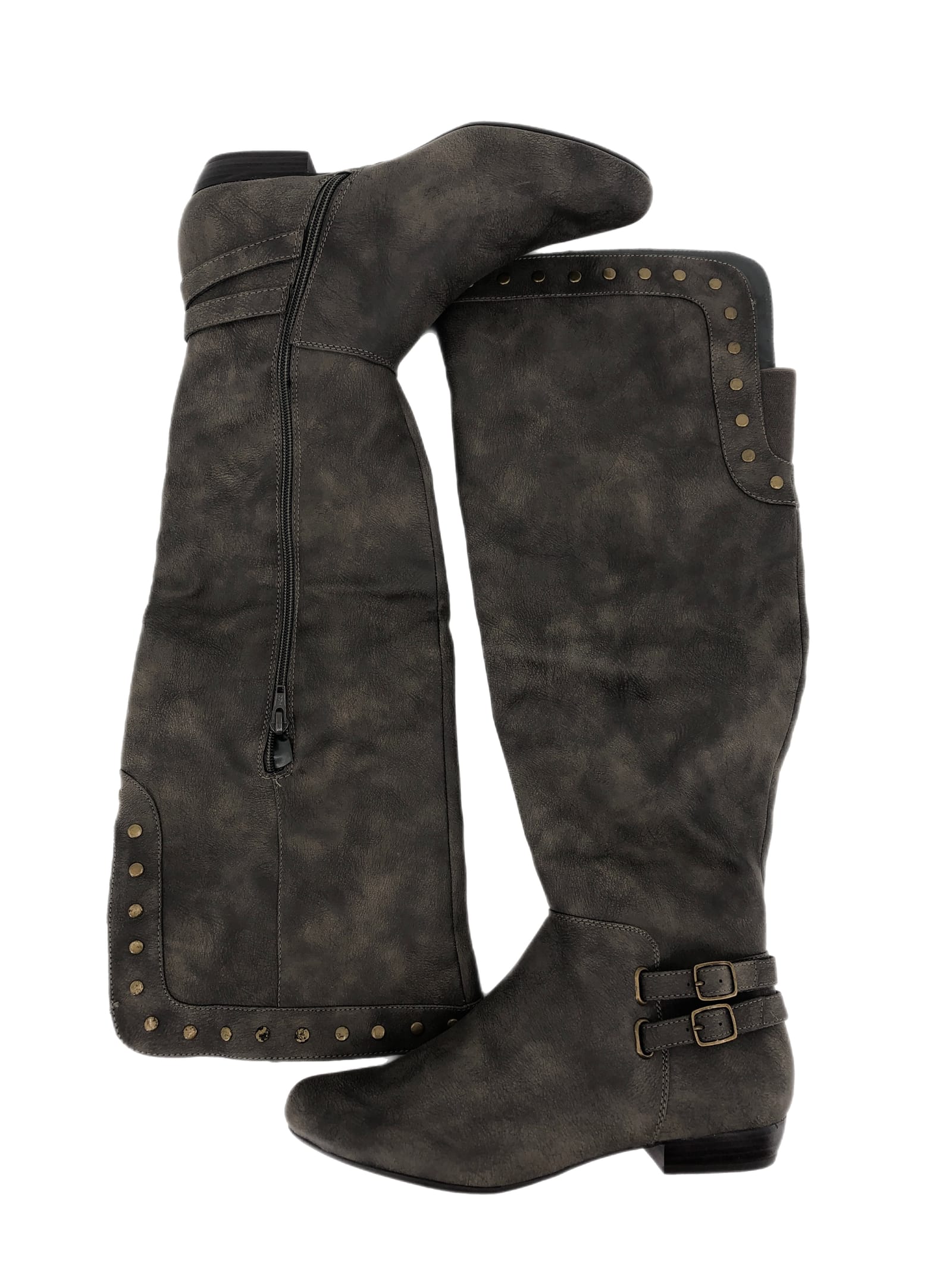 Cliffs Gray Leather Heeled Boots