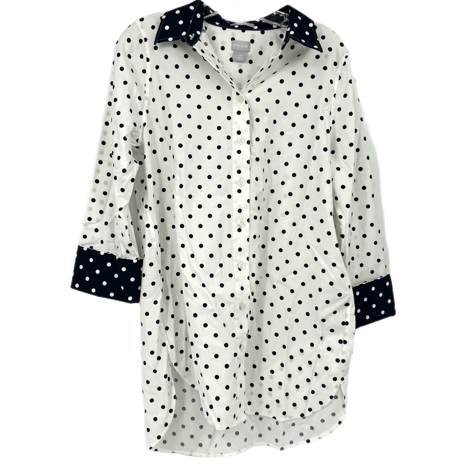 Chico's Black & White Polka Dot Cotton Blouse