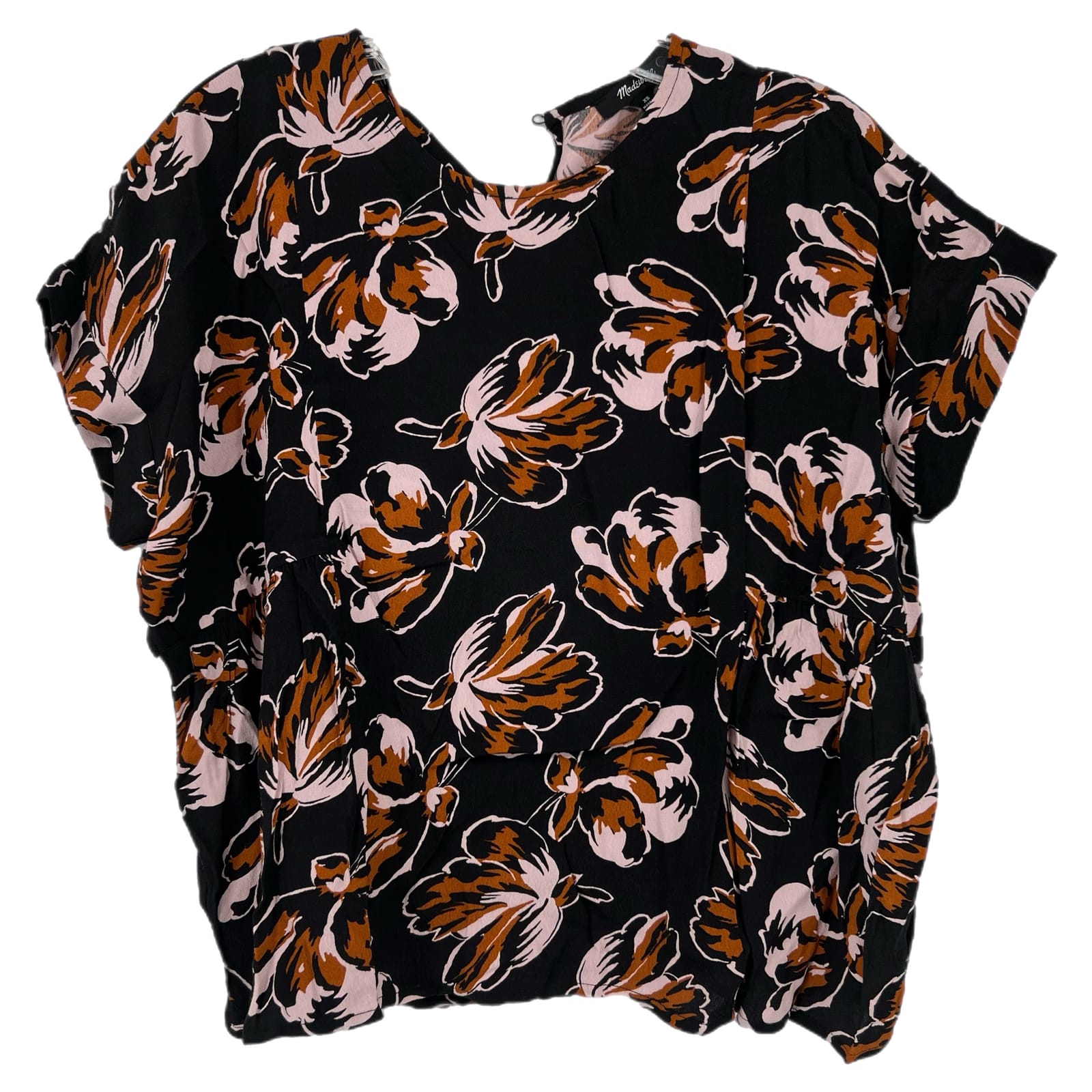 Madewell Black Floral Viscose Blouse