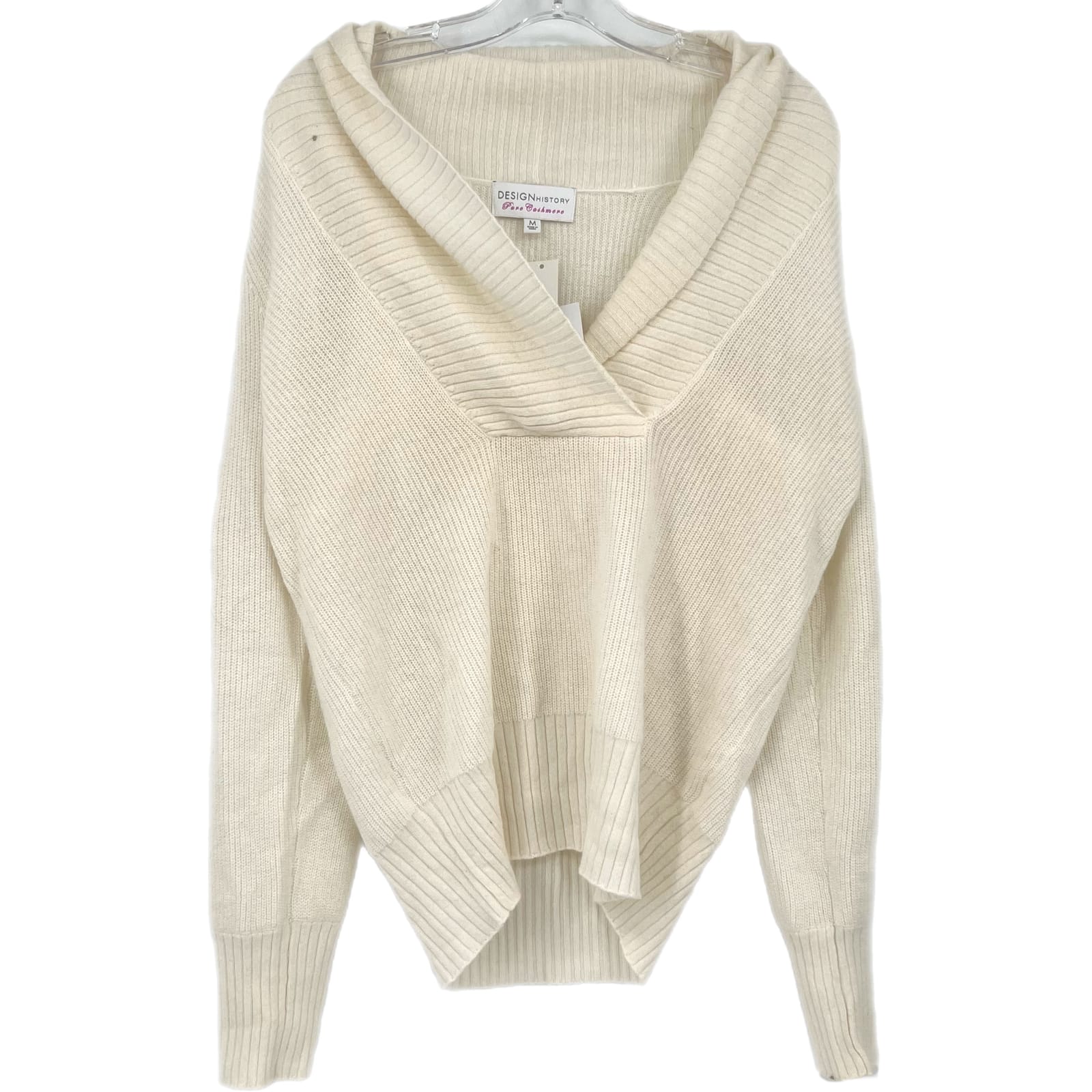 Design History White Cashmere V-Neck Pullover Sweater