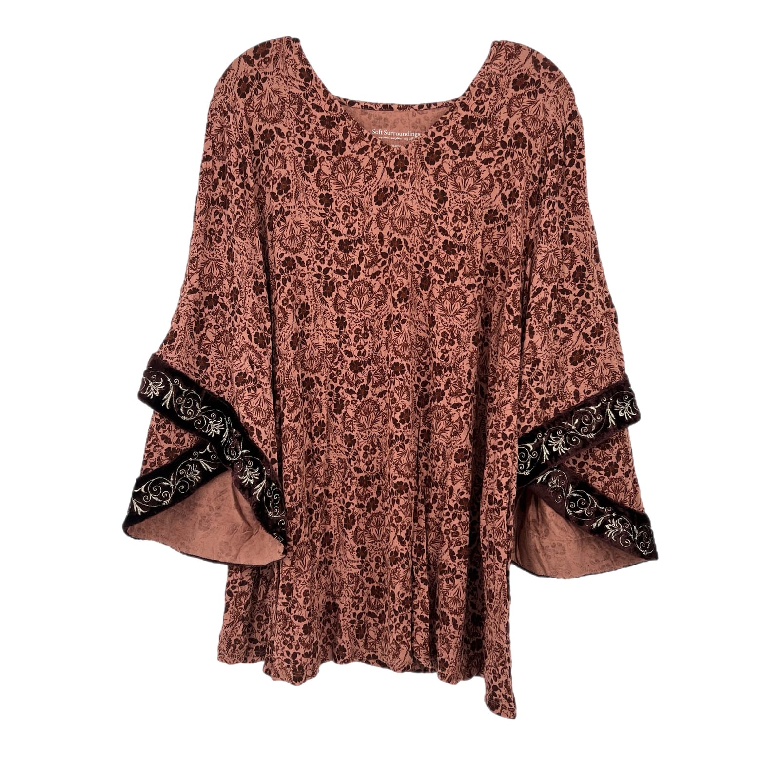 Soft Surroundings Pink Floral Viscose Blouse