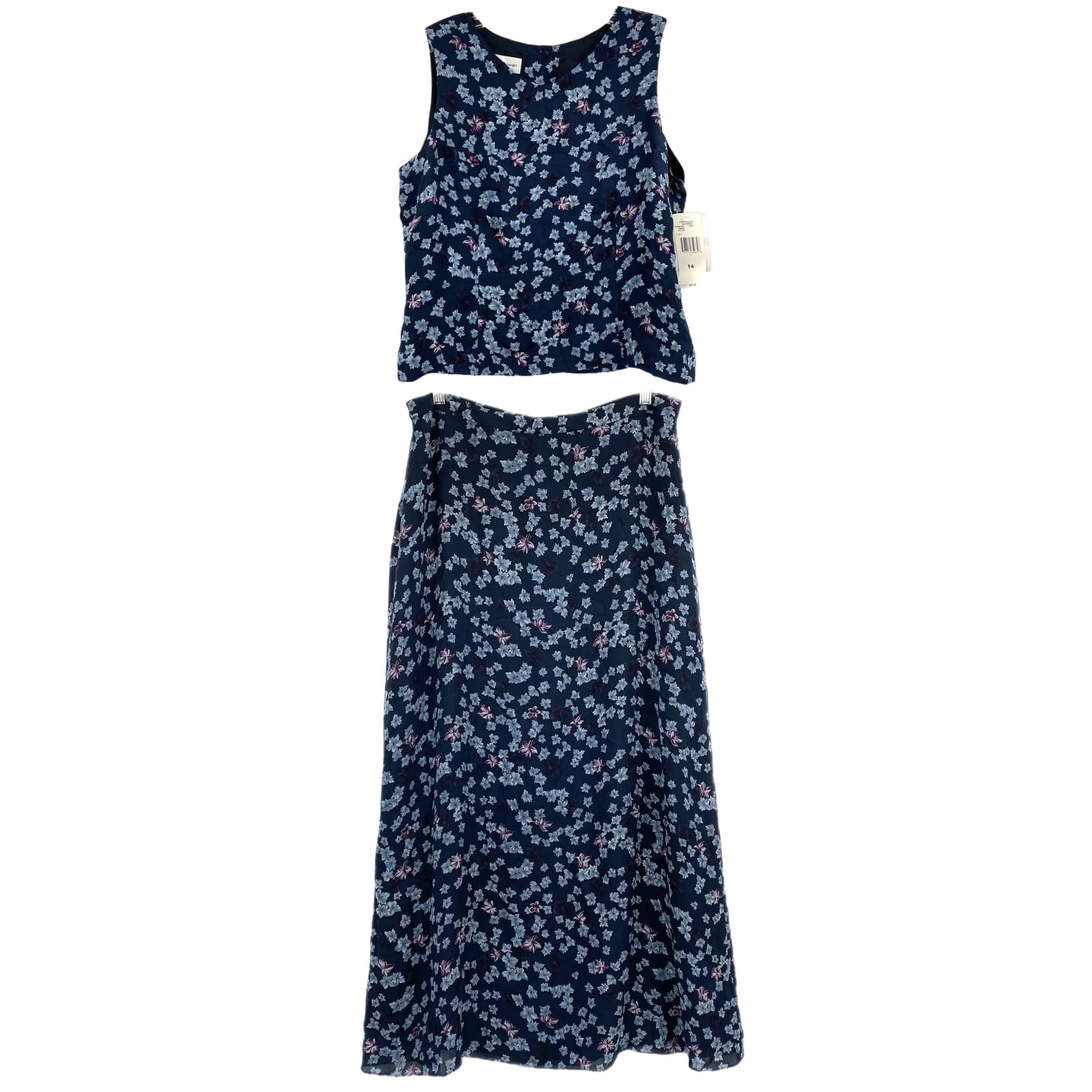 Rena Rowan Navy Blue Floral Tank and Maxi Skirt Set