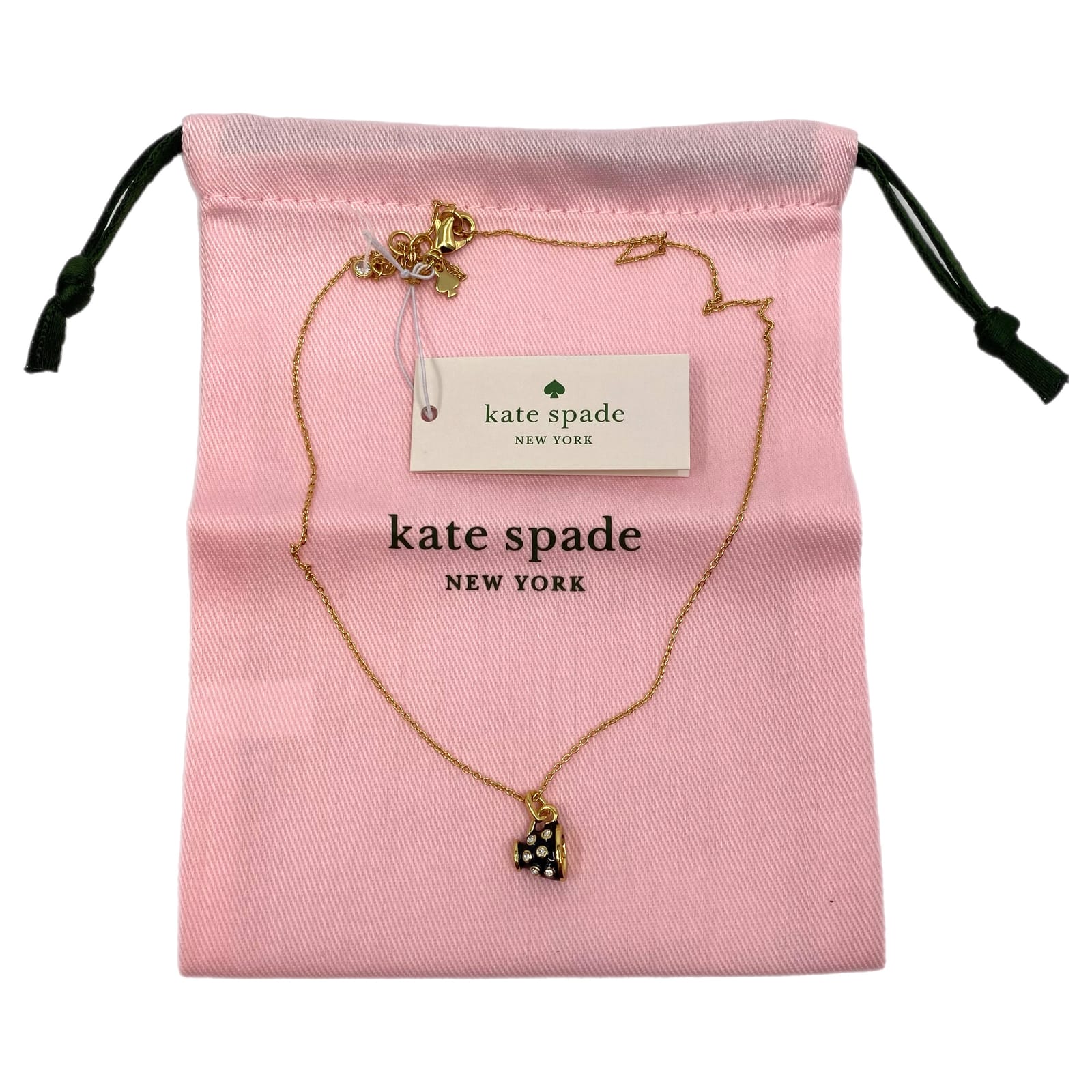 kate spade Gold Black Tea Time Teacup Pendant Necklace