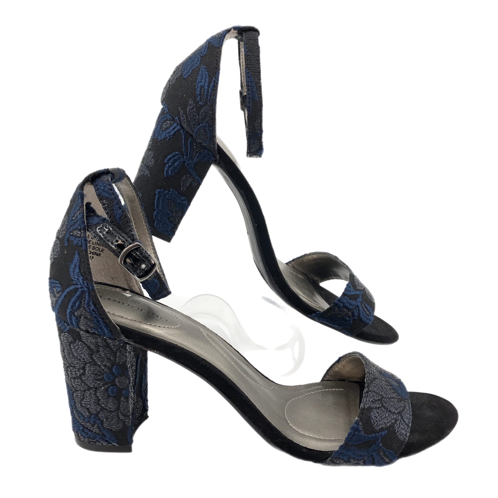 Bandolino Black & Blue Floral Textile Sandals