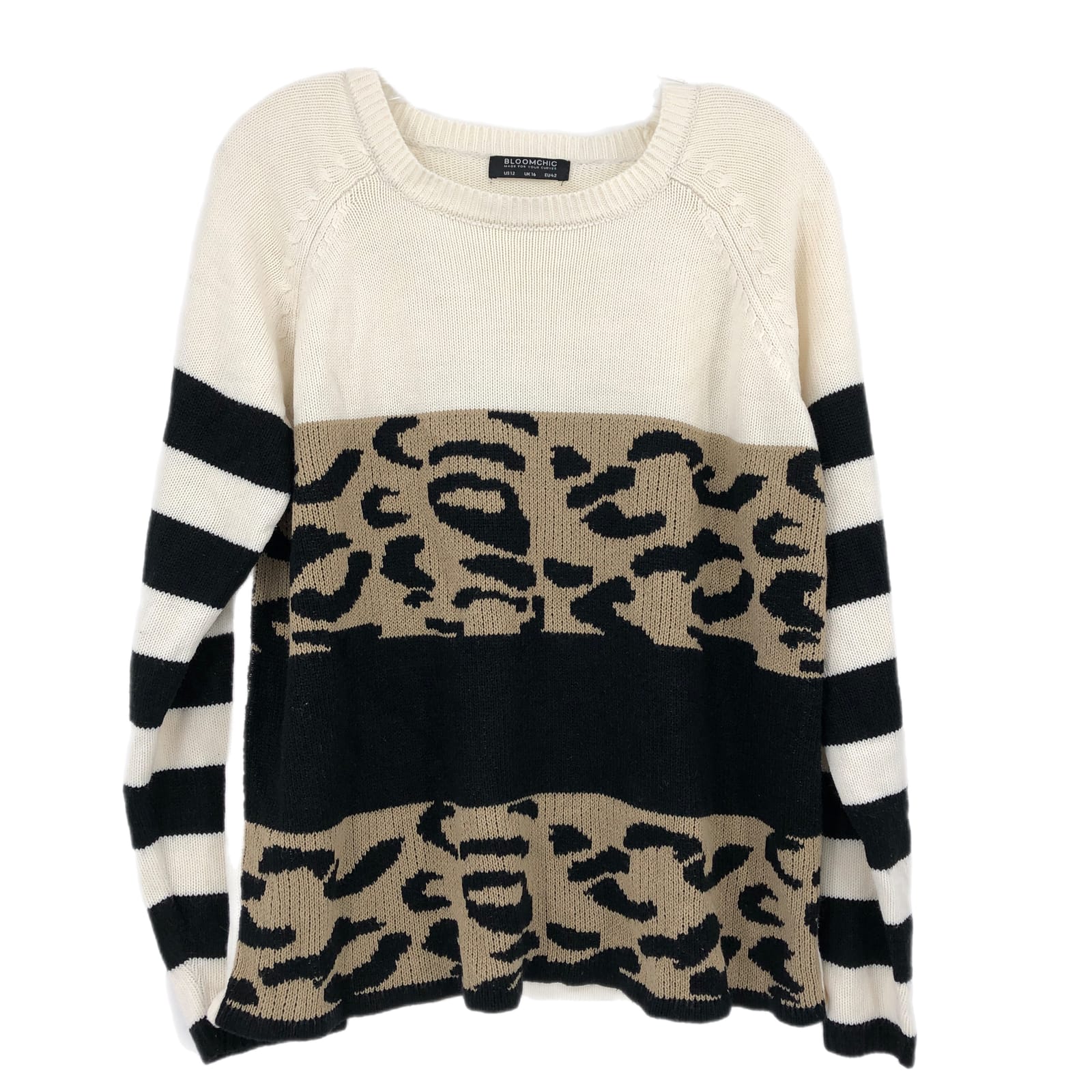 Bloomchic Cream Acrylic Pullover Sweater