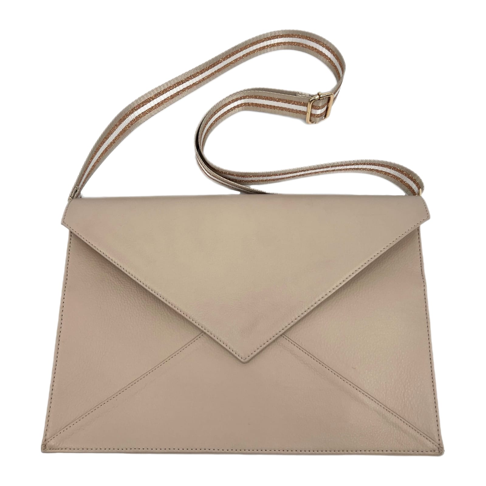 TAH Tan Leather Envelope Crossbody Bag