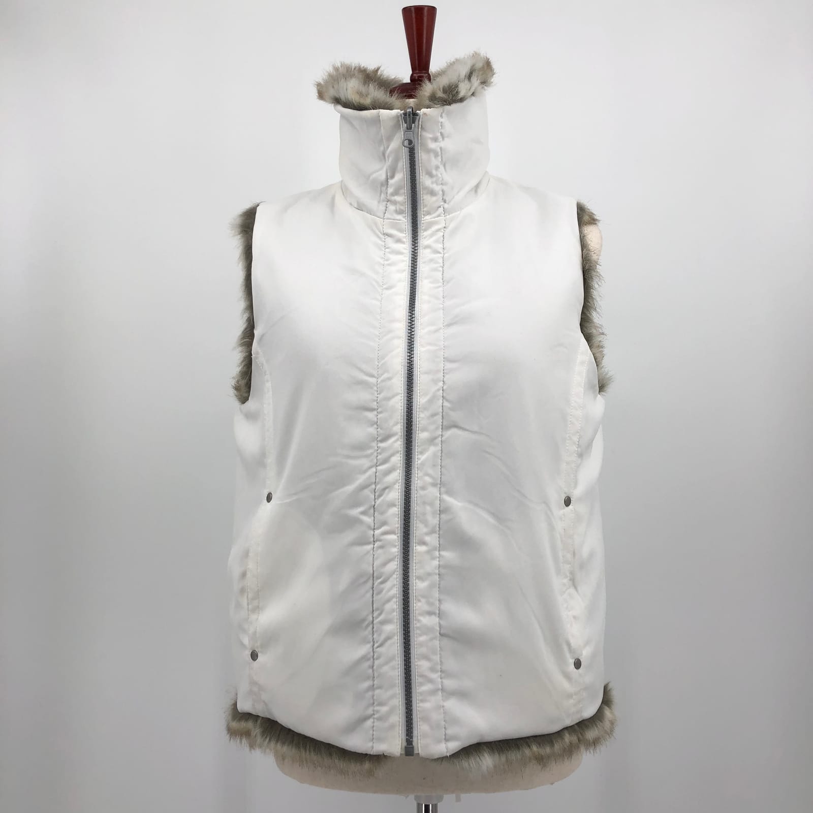 Weatherproof Tan & White Fur-Trim Vest