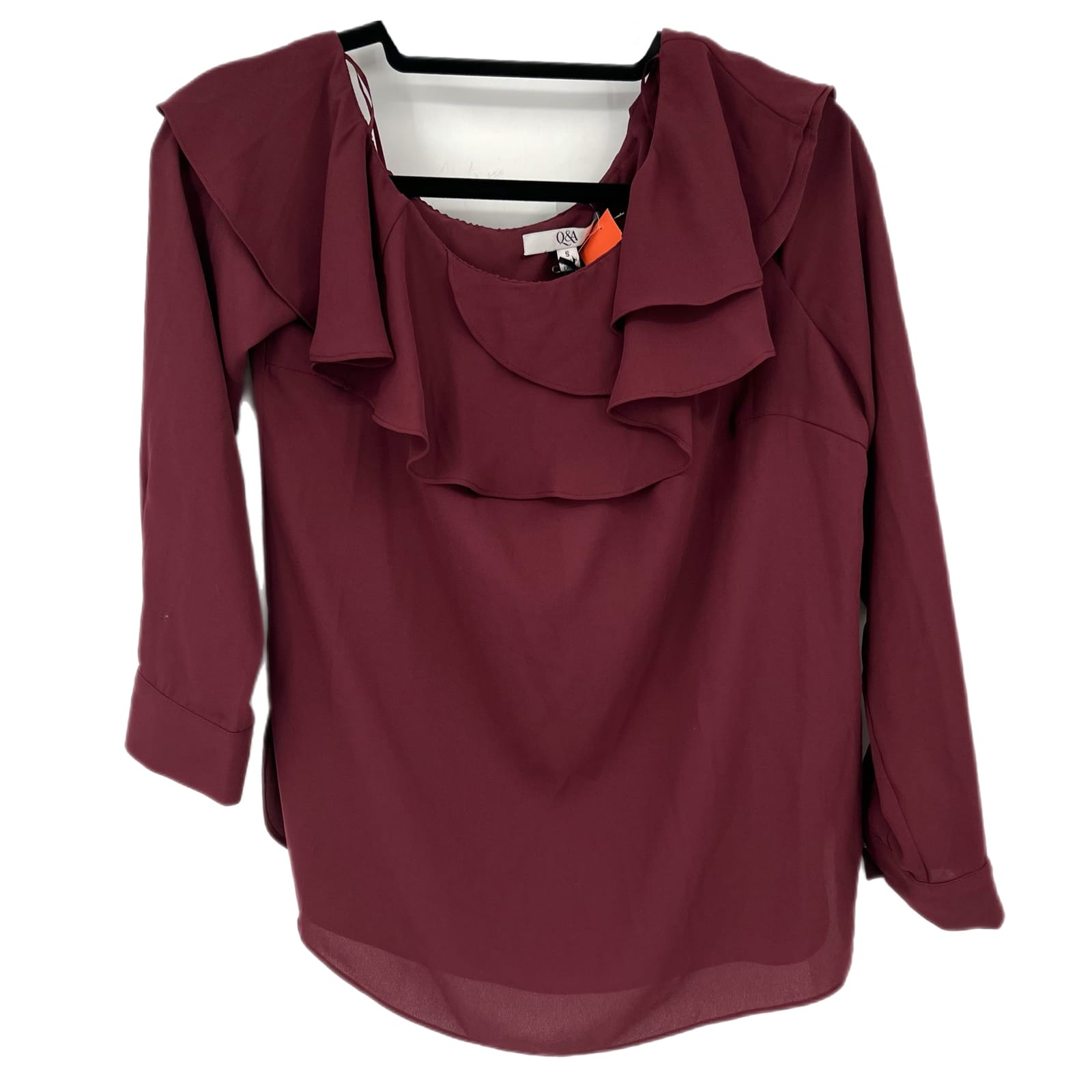 Q&A Burgundy Long Sleeve Pullover Blouse