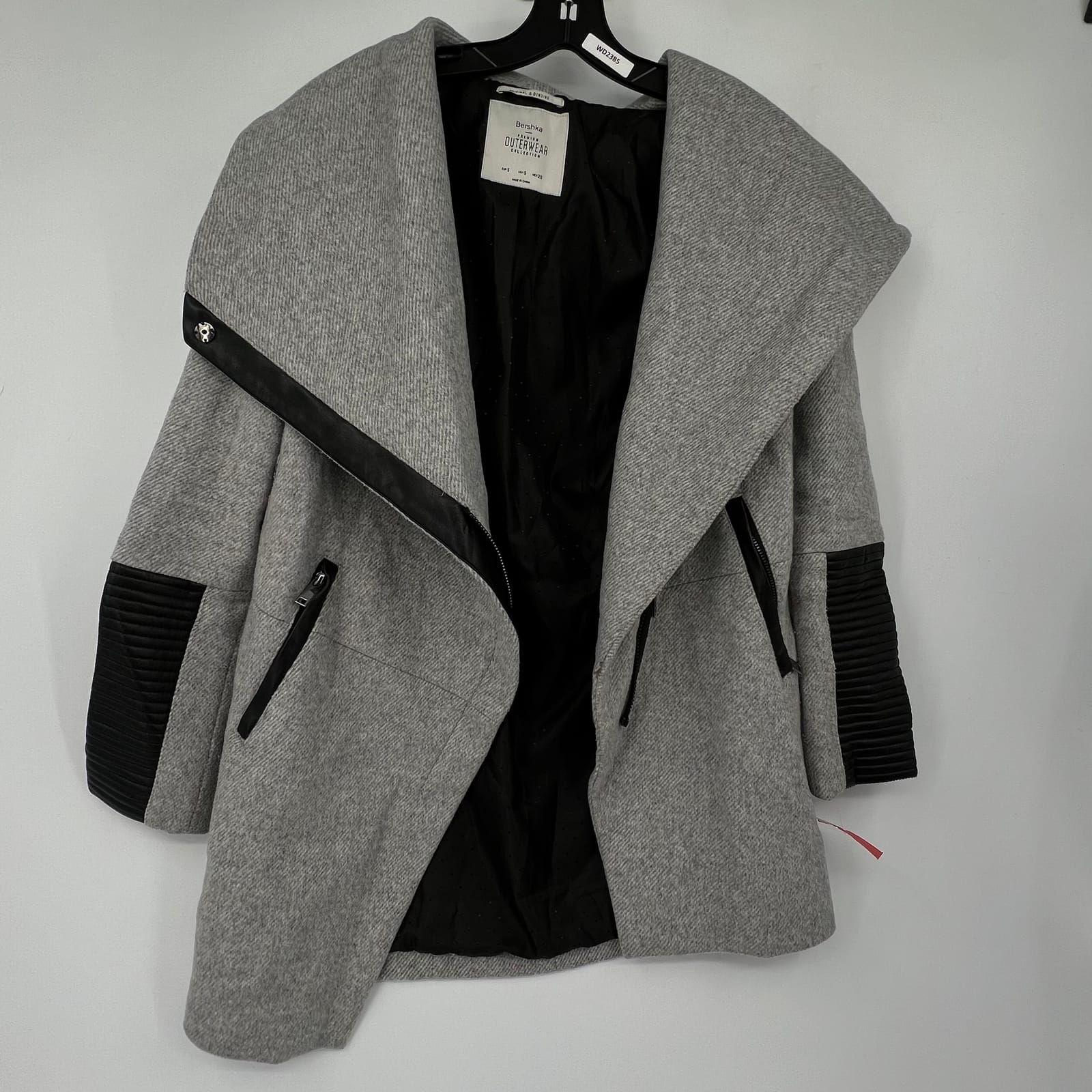 Bershka Grey/Black Pea Coat