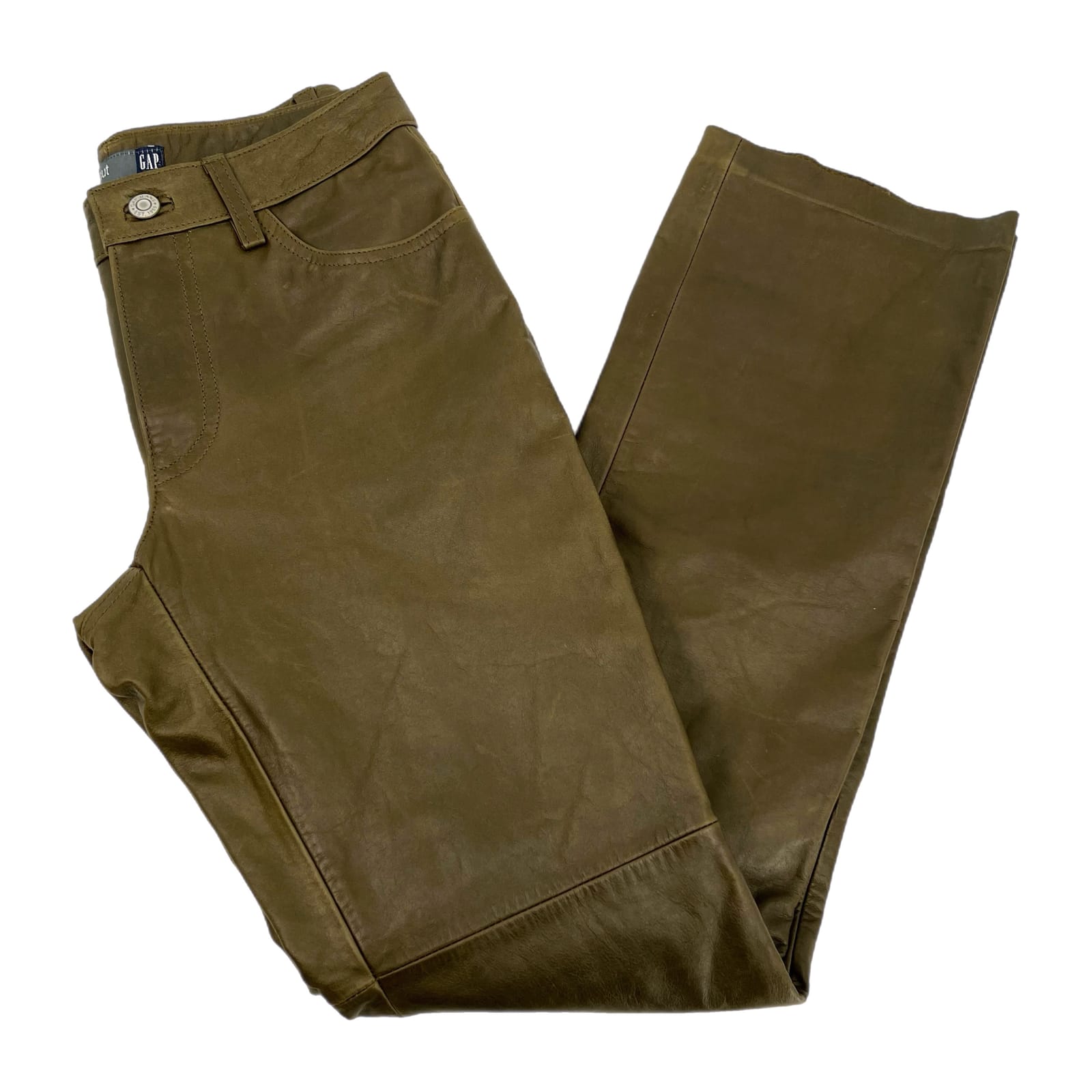GAP Green Vintage Leather Straight-Leg Pants