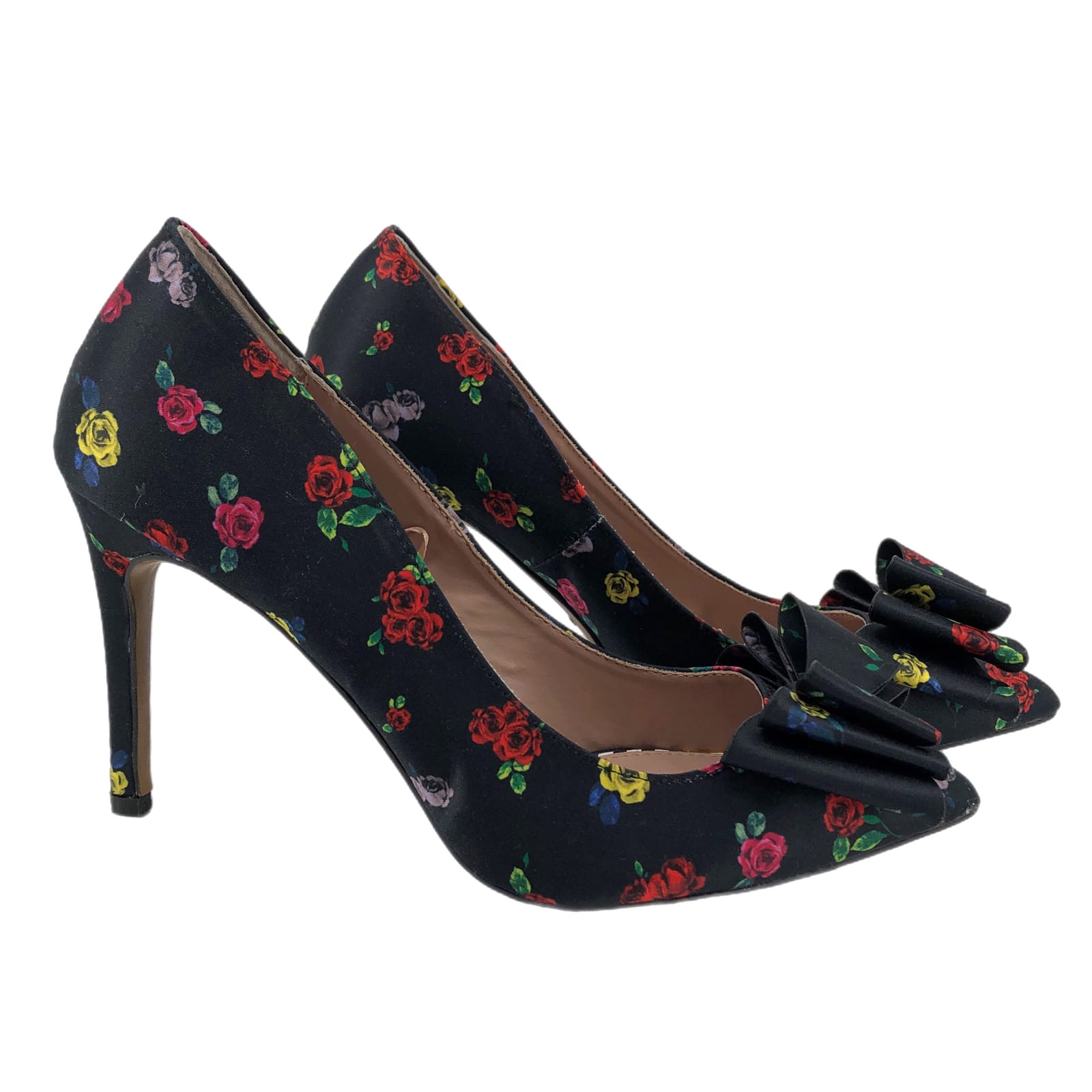 Betsey Johnson Black & Red Floral Stiletto Heels