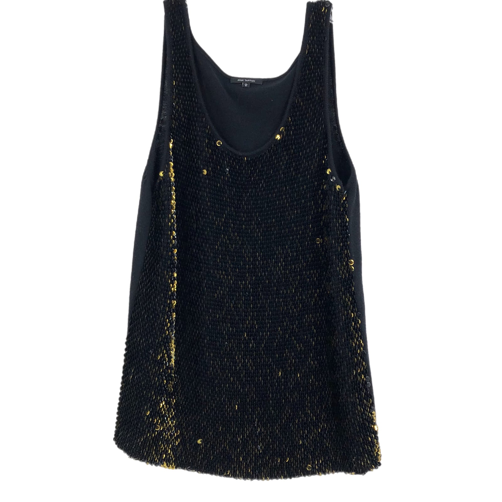 Pink Tartan Black & Gold Sequin Tank