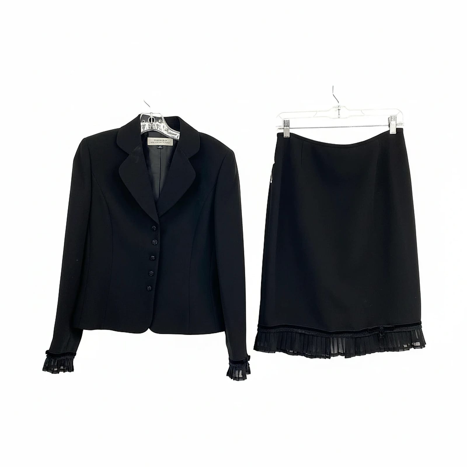 Tahari Black Silk-Synthetic Midi Skirt