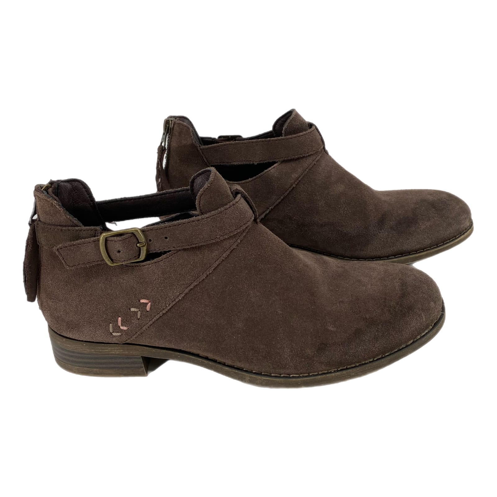 Skechers Brown Leather Zip Ankle Boots