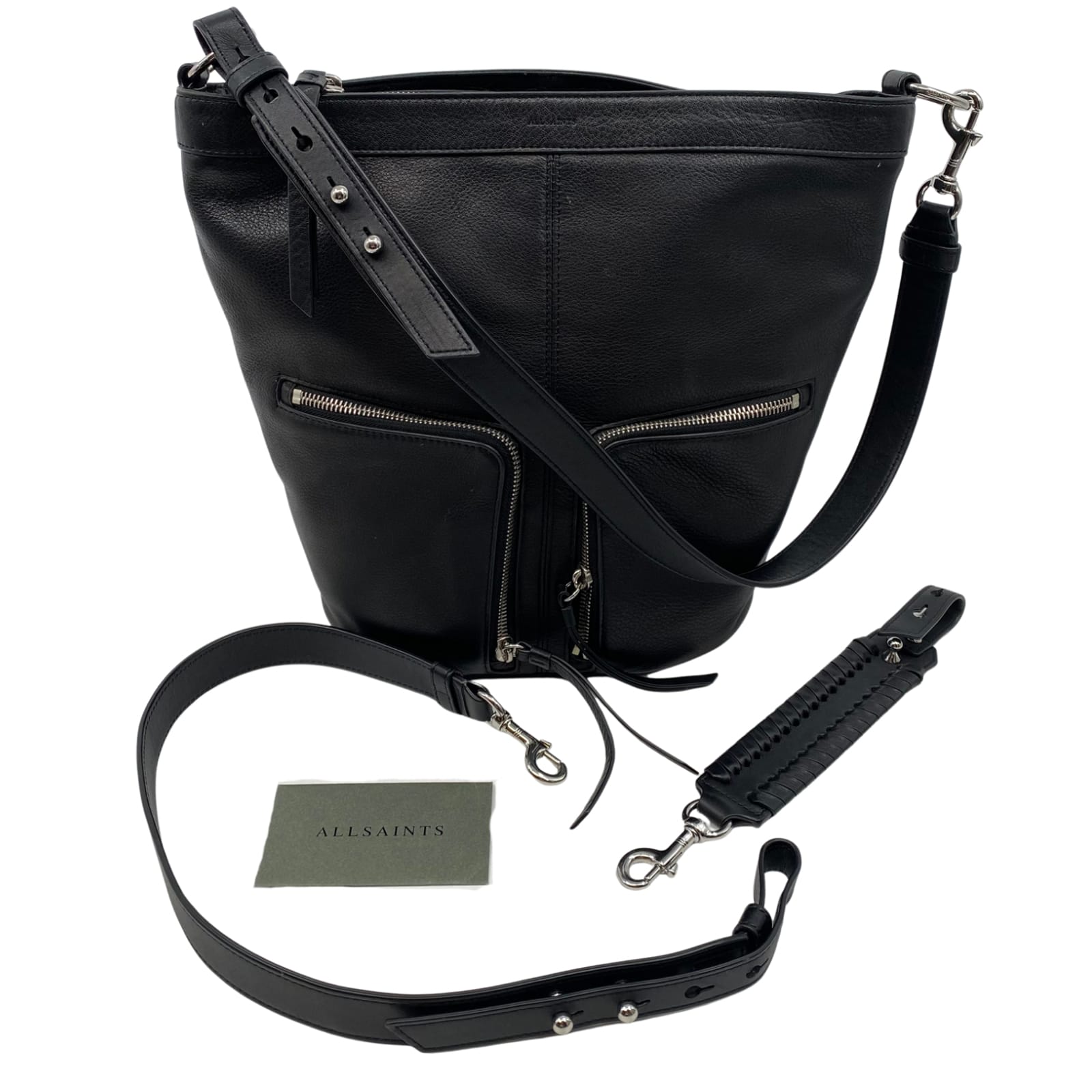 All Saints Black Leather Shoulder Bag