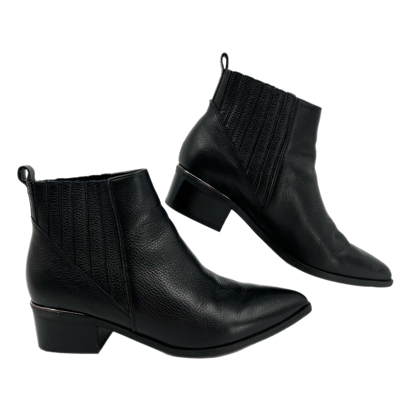 Marc Fisher Black Pointed Toe Leather Ankle Boots
