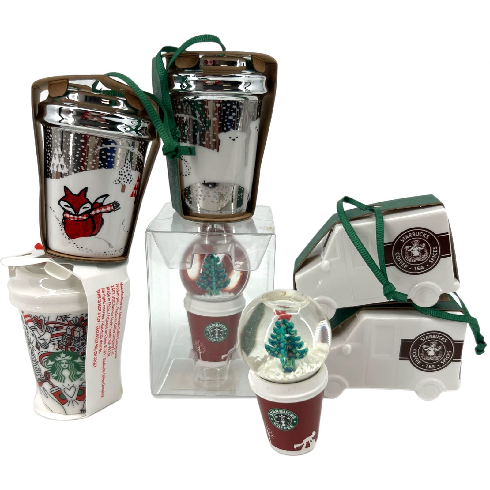 Starbucks Drink Cup/Van Christmas Ornament Set