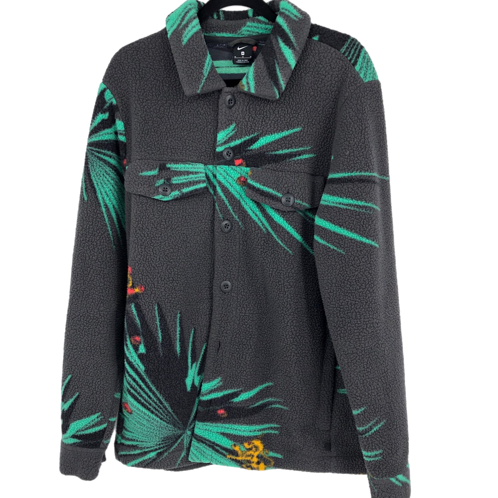 Nike Gray/Green Nylon Teddy Jacket