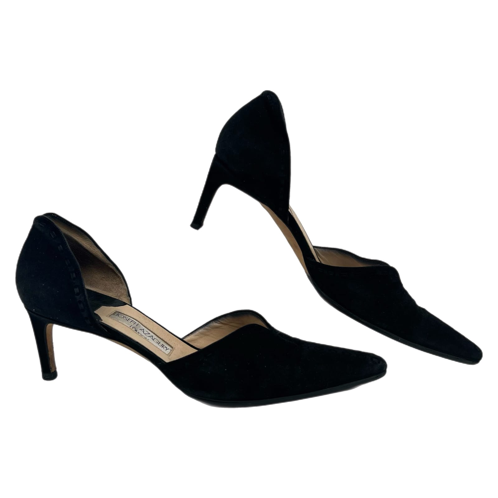 Joseph Azagury Black Suede Pointed Toe Heels