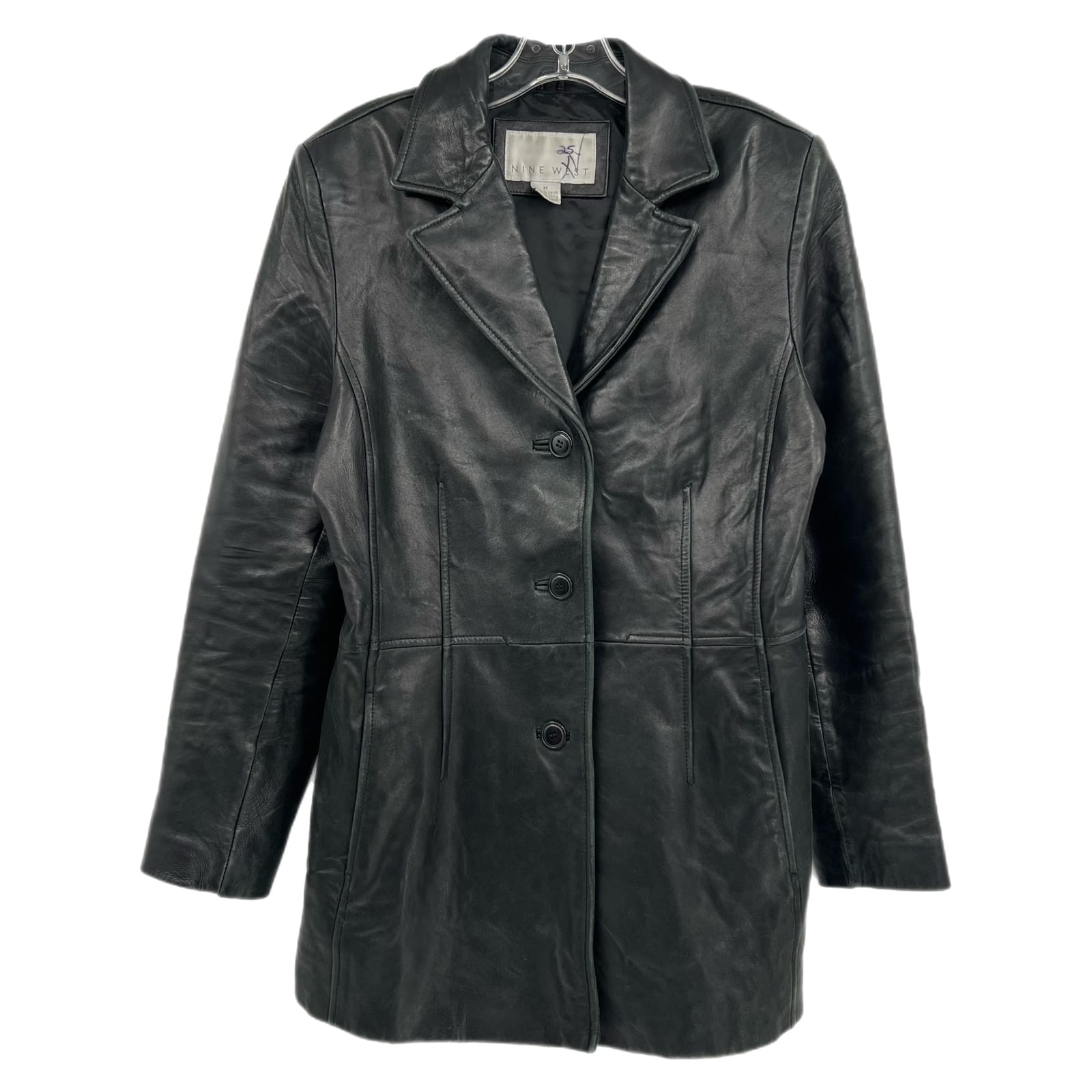 Nine West Black Button Leather Jacket