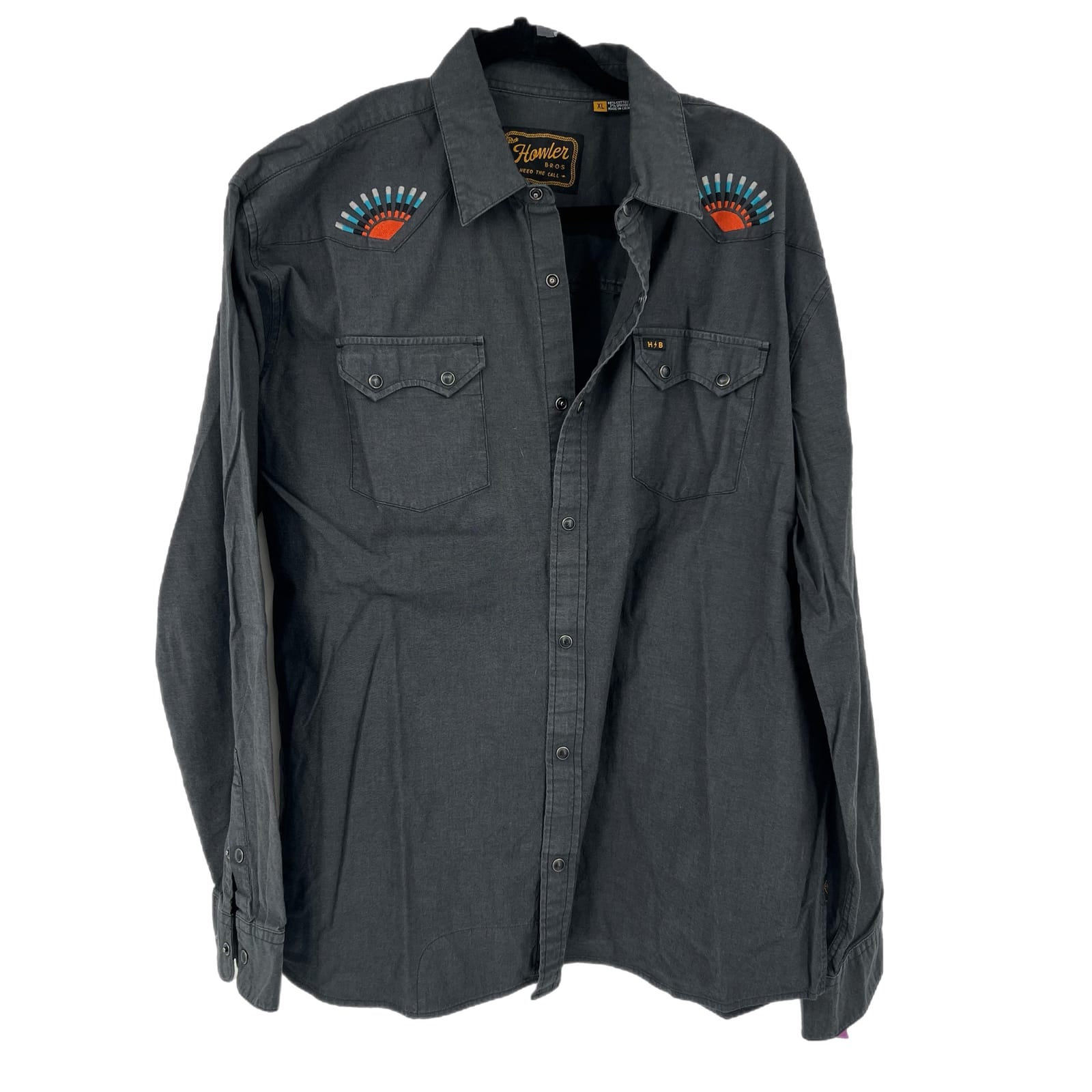 Howler Gray Cotton Long Sleeve Button-Up Shirt