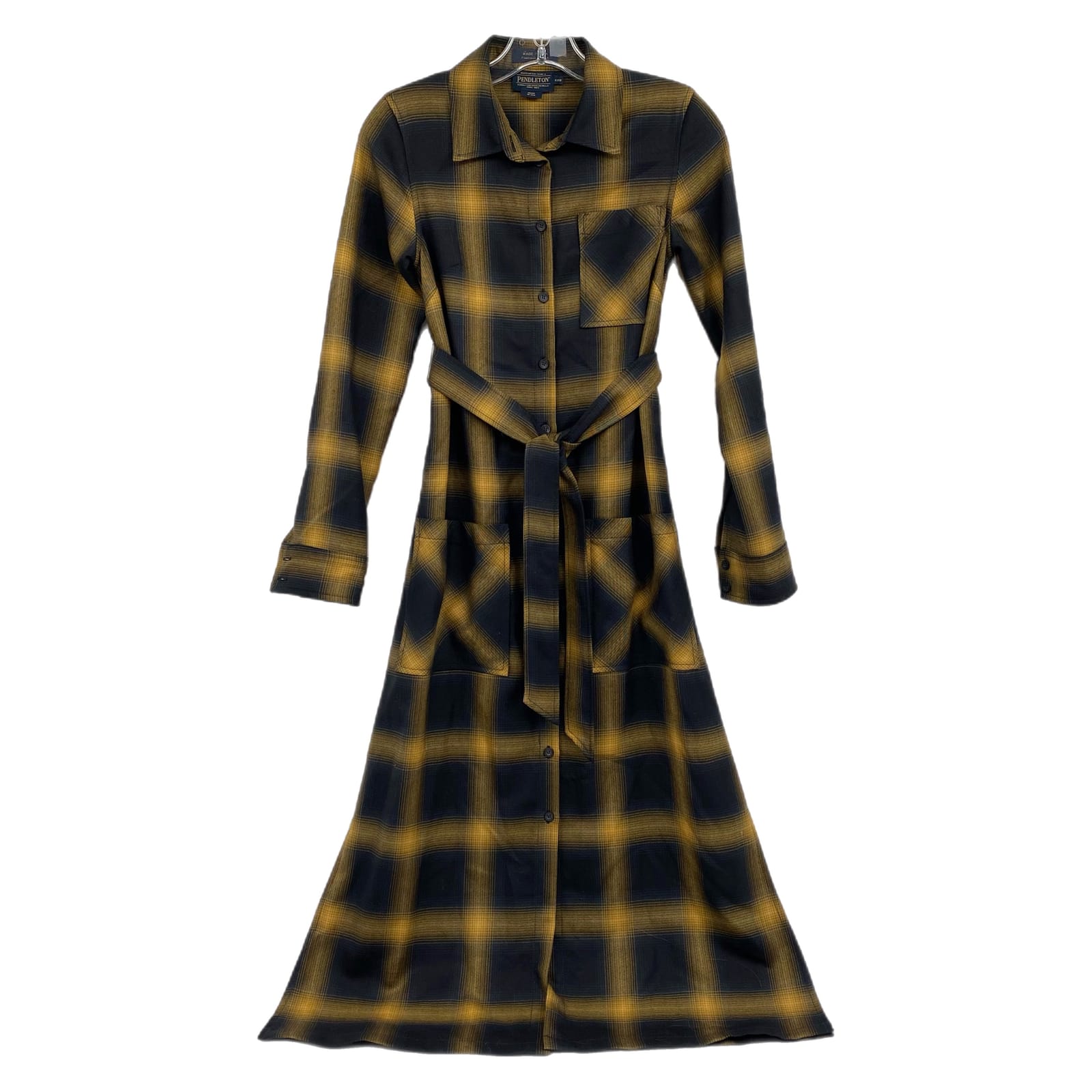 Pendleton Black Yellow Plaid Midi Dress